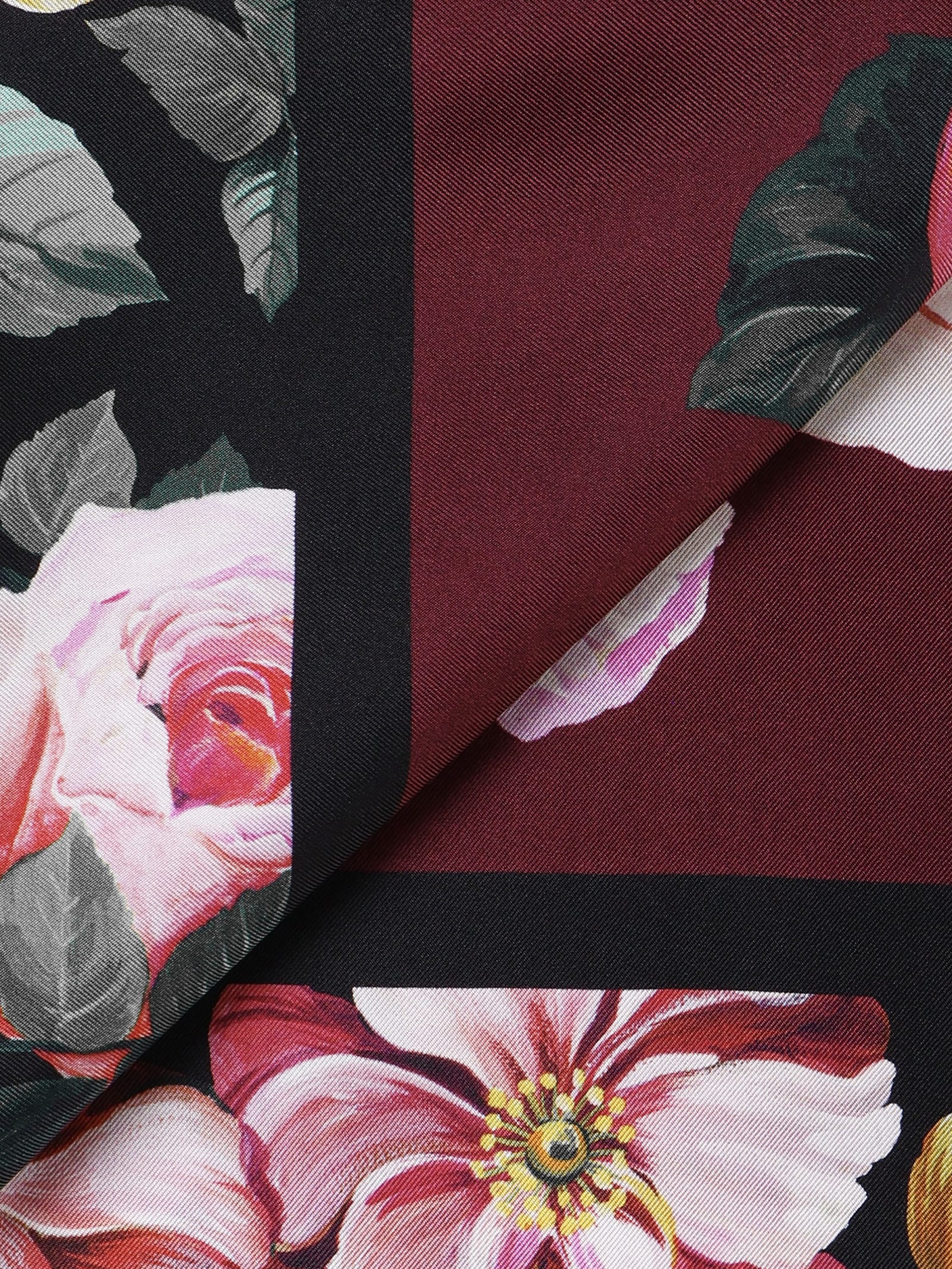 Shop Dolce & Gabbana Foulard Fiori Notturni In Bordeaux