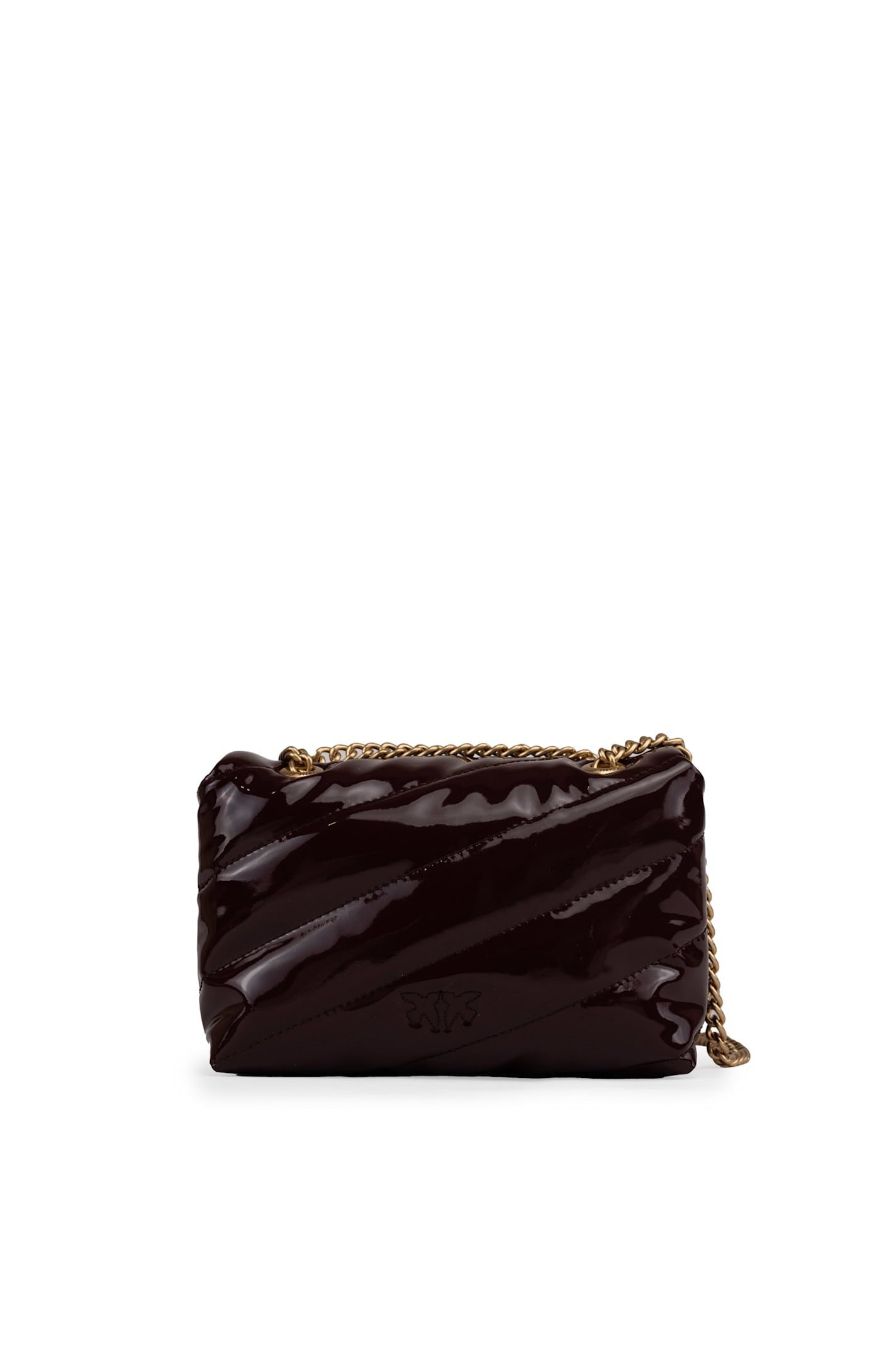 Shop Pinko Baby Love Puff Maxi Patent Leather Bag In Cioccolato