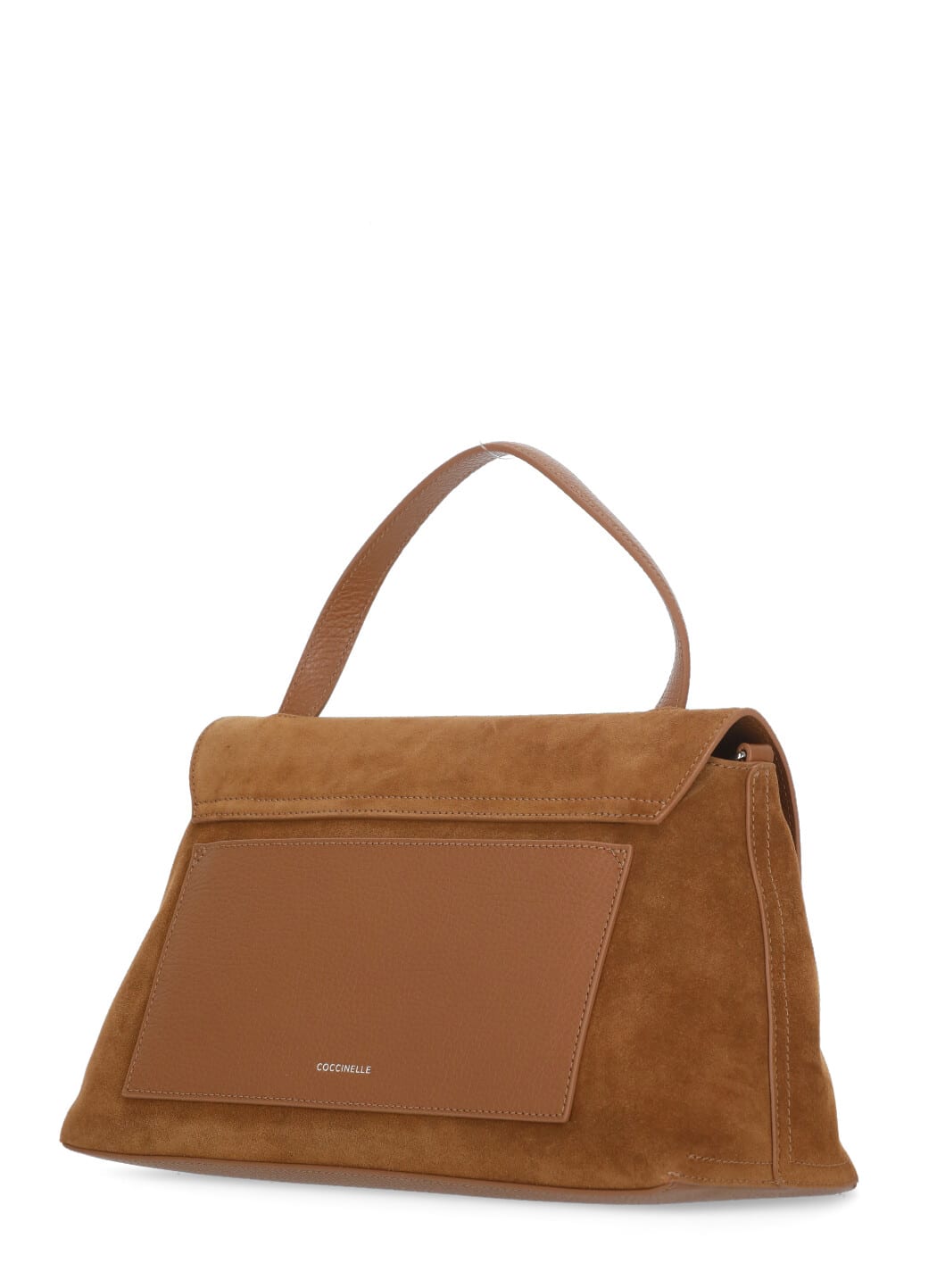Coccinelle Suede Leather Shoulder Bag With Top Handle In Brown