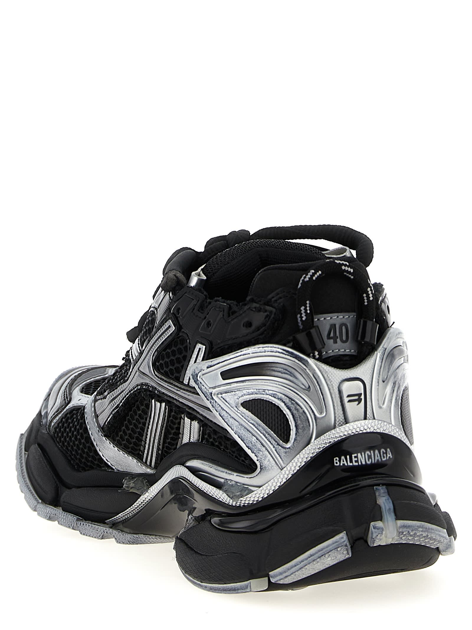 Balenciaga Mesh Runner Sneakers Embossed Size In Black