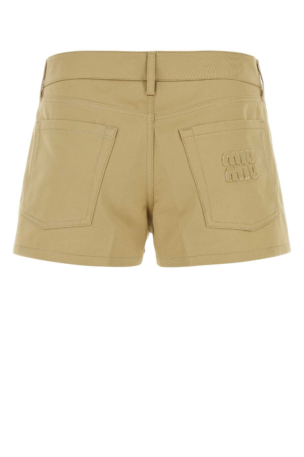 Shop Miu Miu Camel Cotton Shorts In Corda