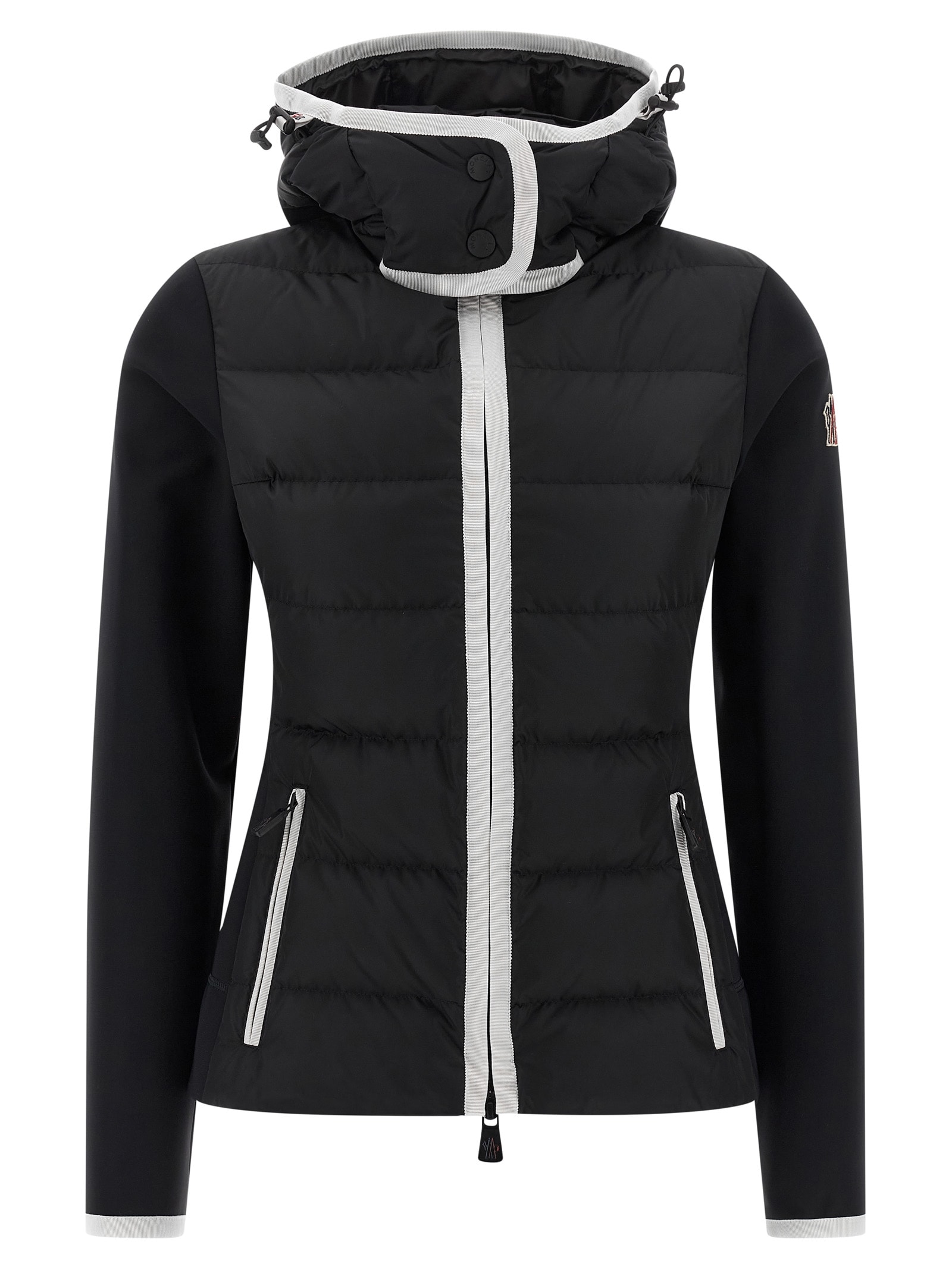 Moncler Grenoble Women Padded Sweatshirt With Hood And Zip In Black
