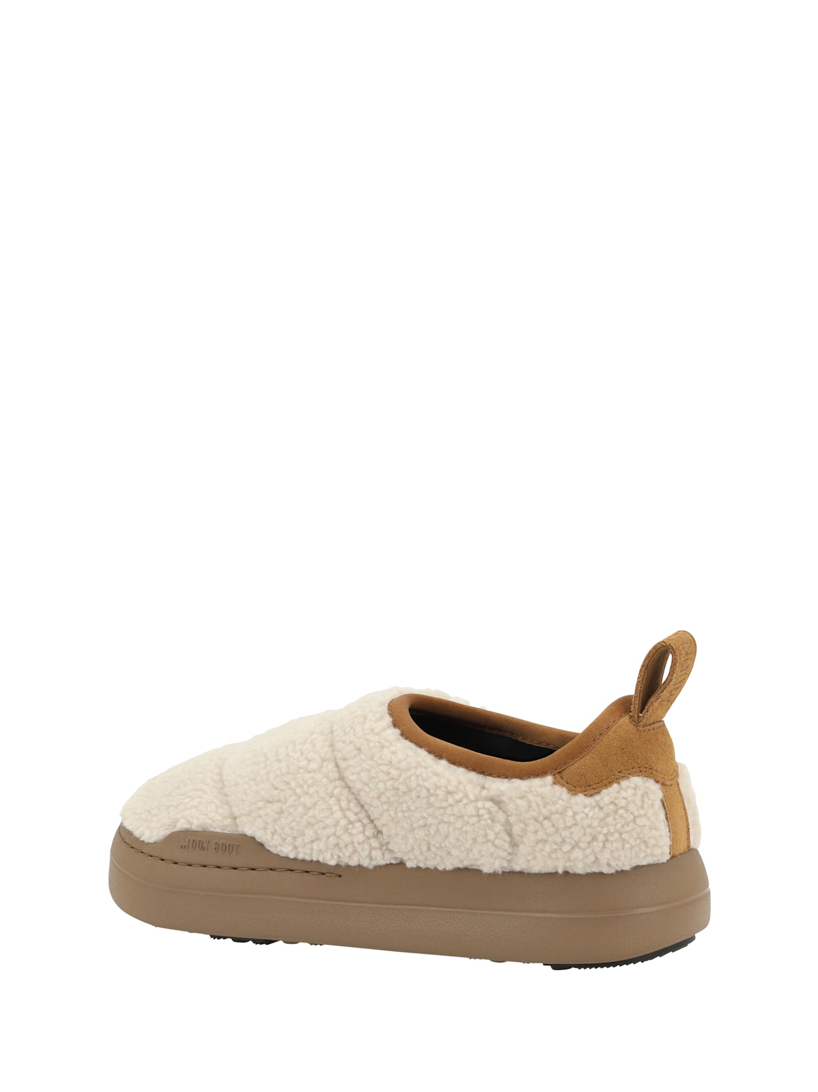 Moon Boot Sand Teddy Fabric Mb Park Puffer Slip On In Ecru