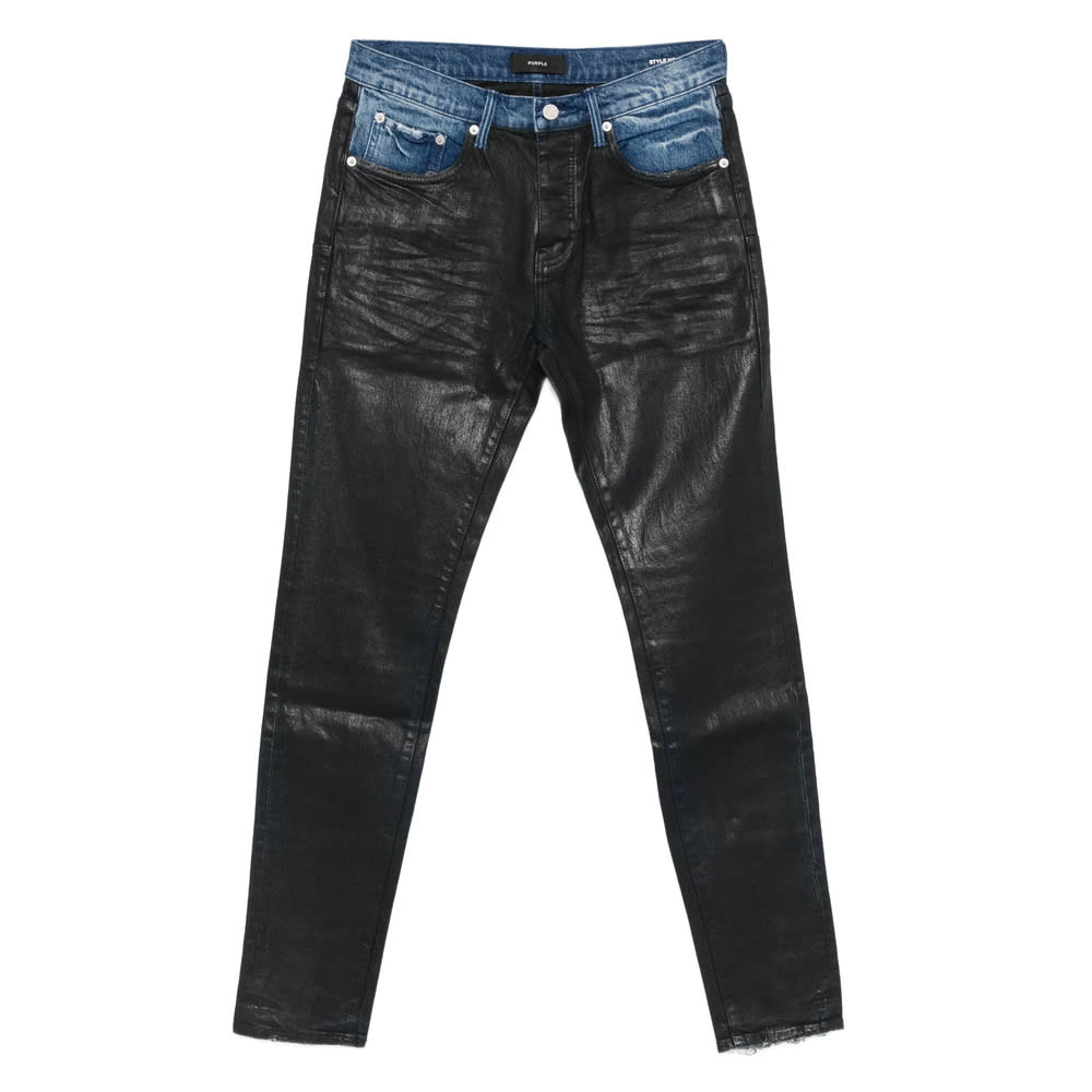 Purple Brand Coated Raw Hem Denim In Black