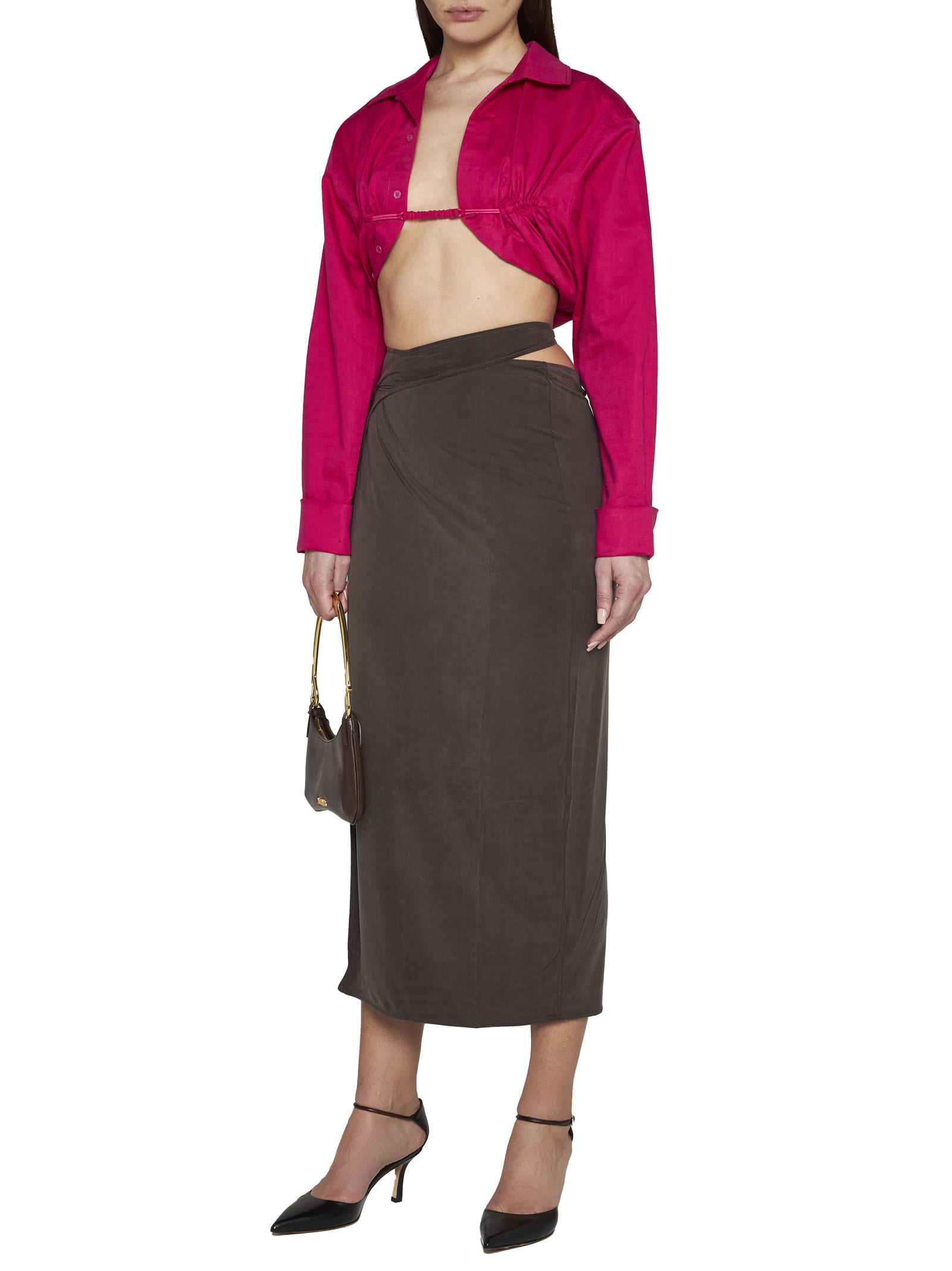 Jacquemus Machou Cotton And Linen Shirt In Pink