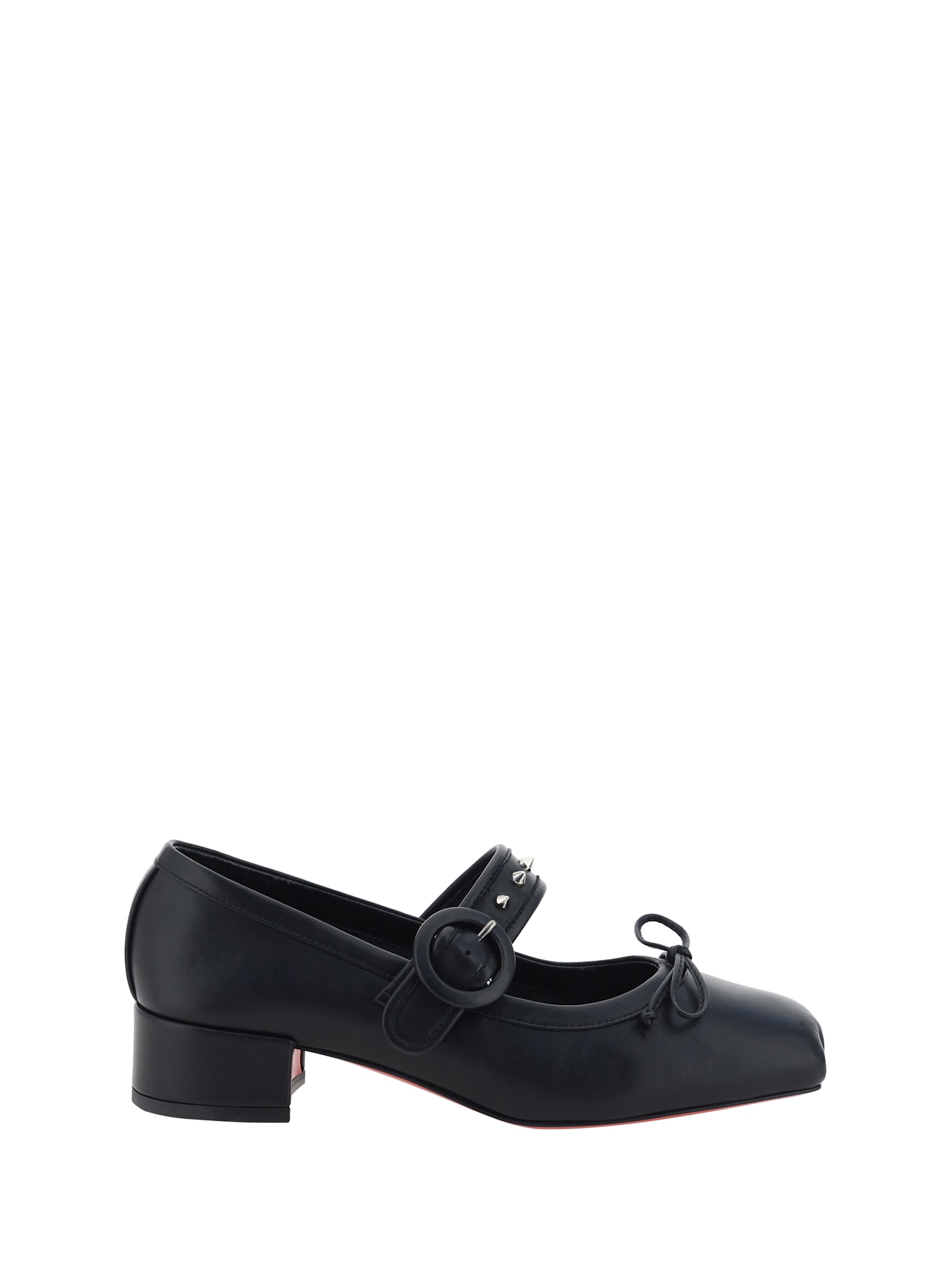 Shop Christian Louboutin Mamastrapita Ballerinas In Black/lin Black