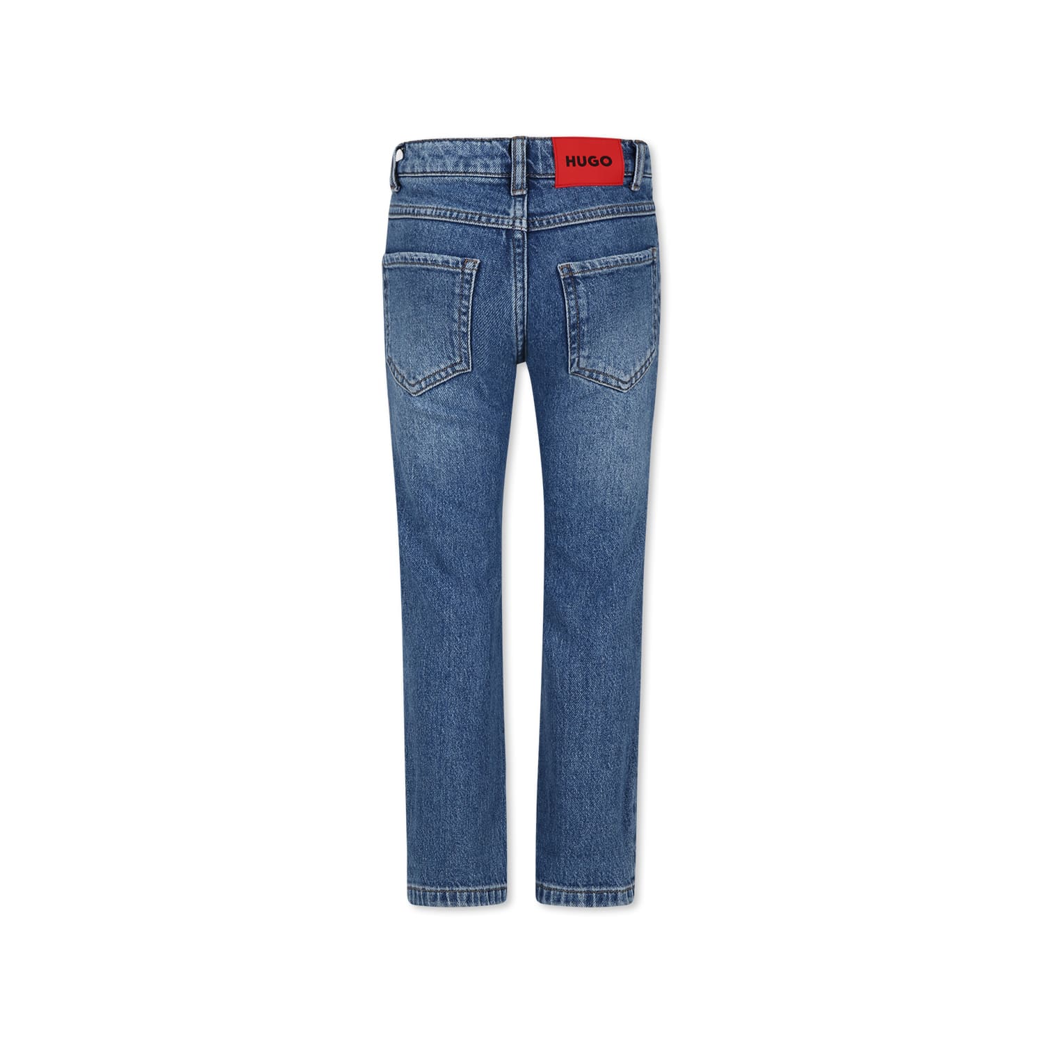 Shop Hugo Boss Blue 677 Jeans For Boy With Logo In Denim