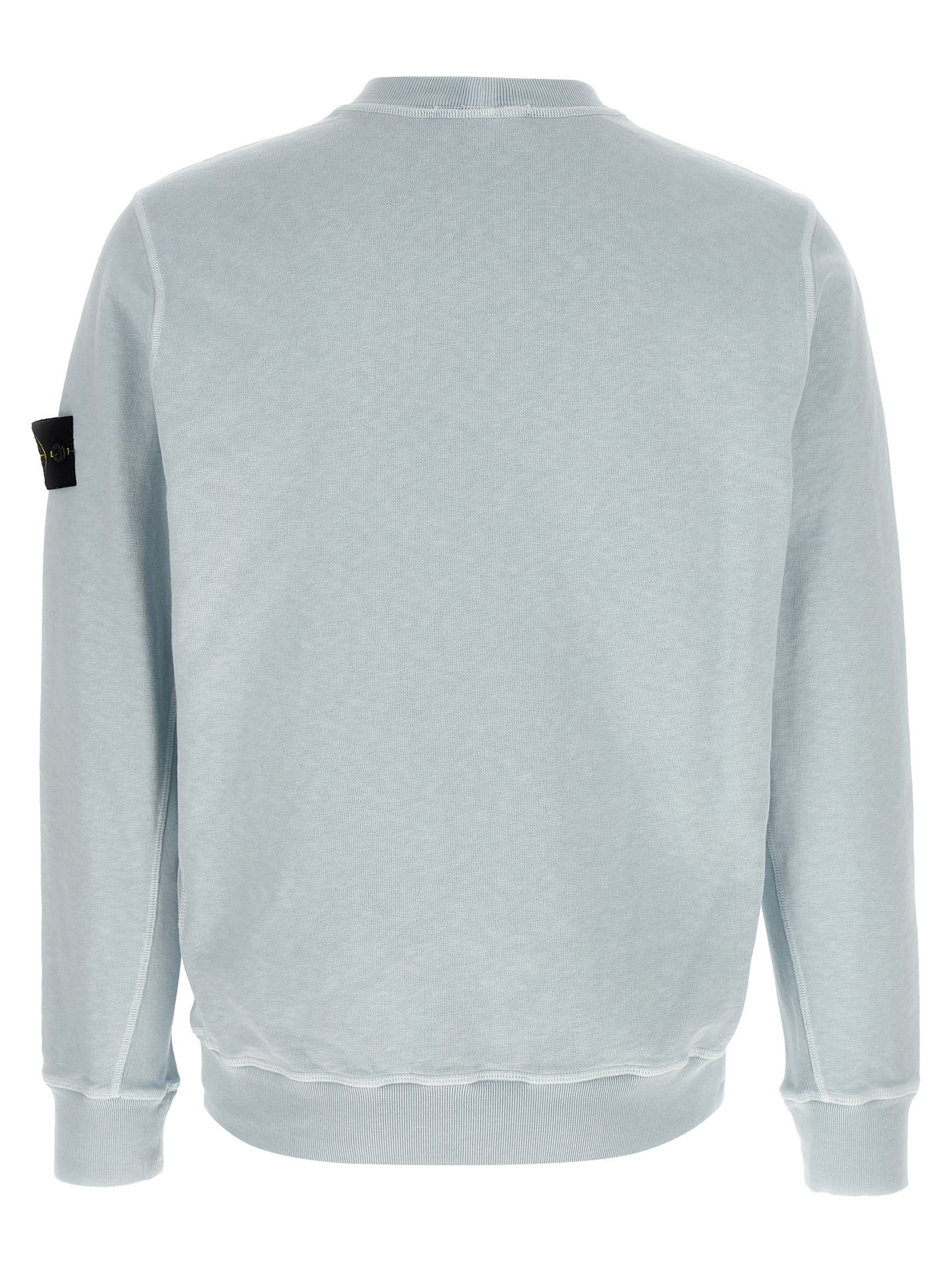 Stone Island Crew Neck Logo Badge Sweatshirt In Light Blue