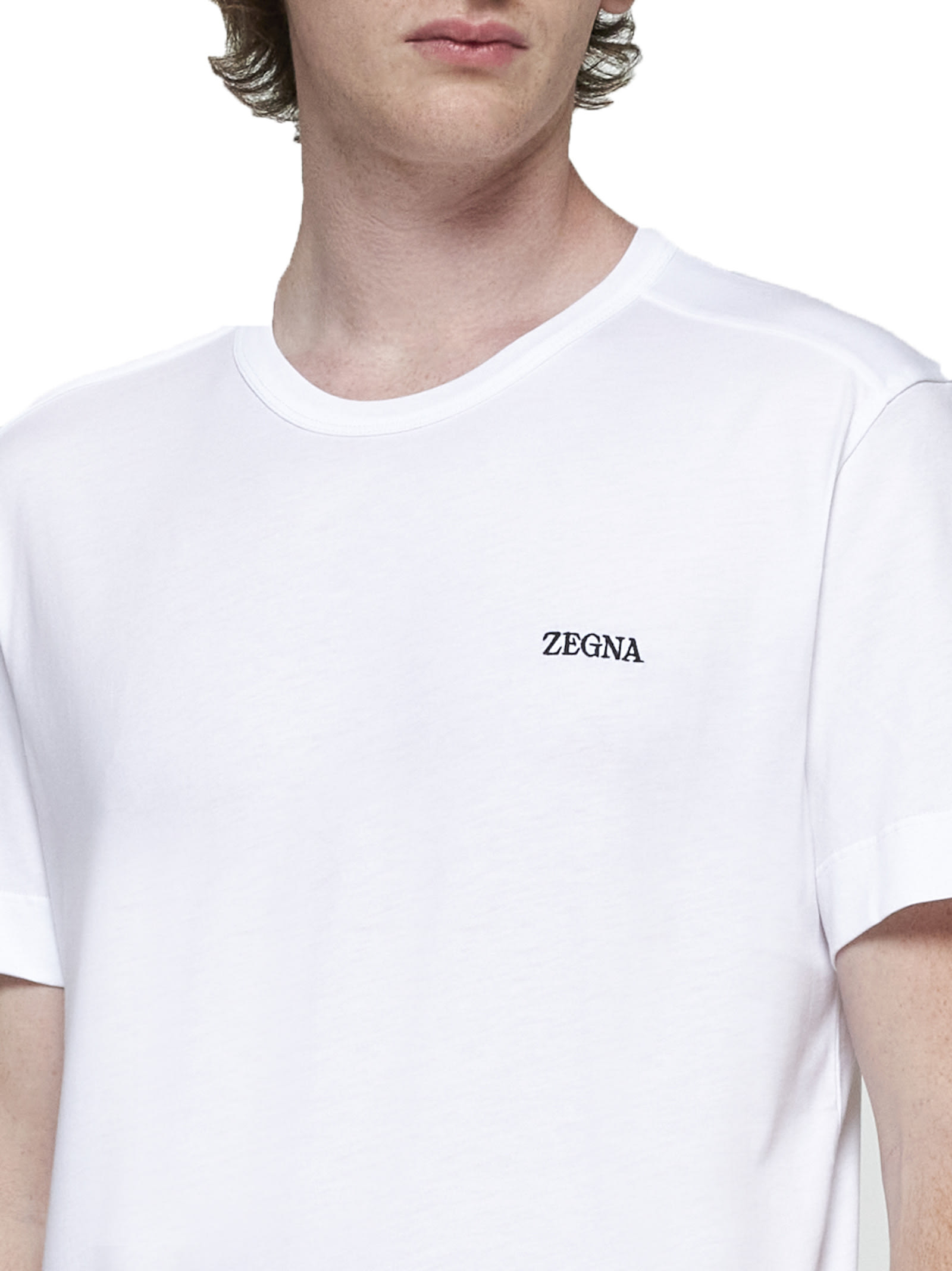 Shop Zegna T-shirt In Bianco Ottico Unito