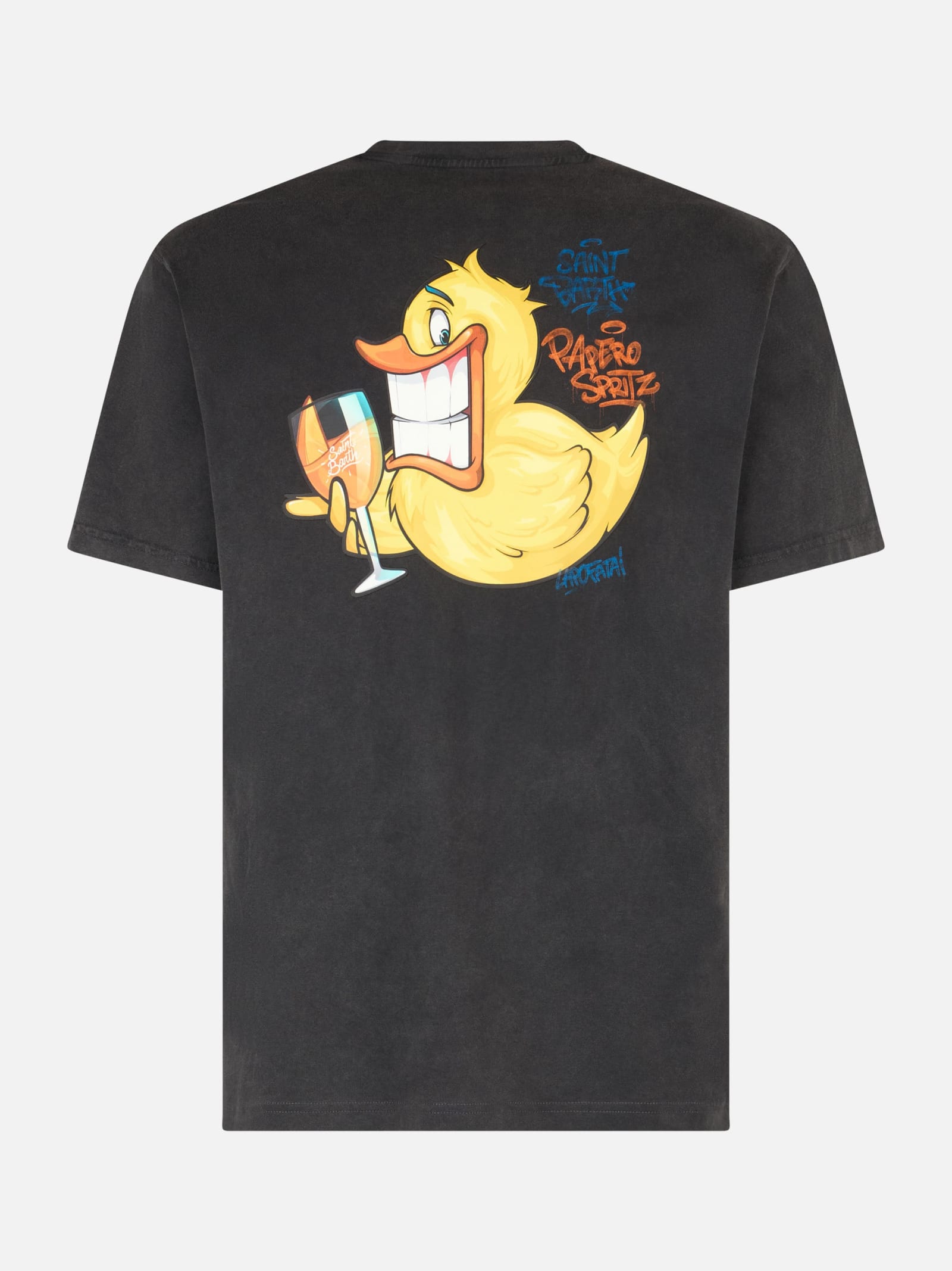 Mc2 Saint Barth Man Vintage Cotton T-shirt Jack With Ducky Cryptopuppets Print Cryptopuppets Special Edition In Black
