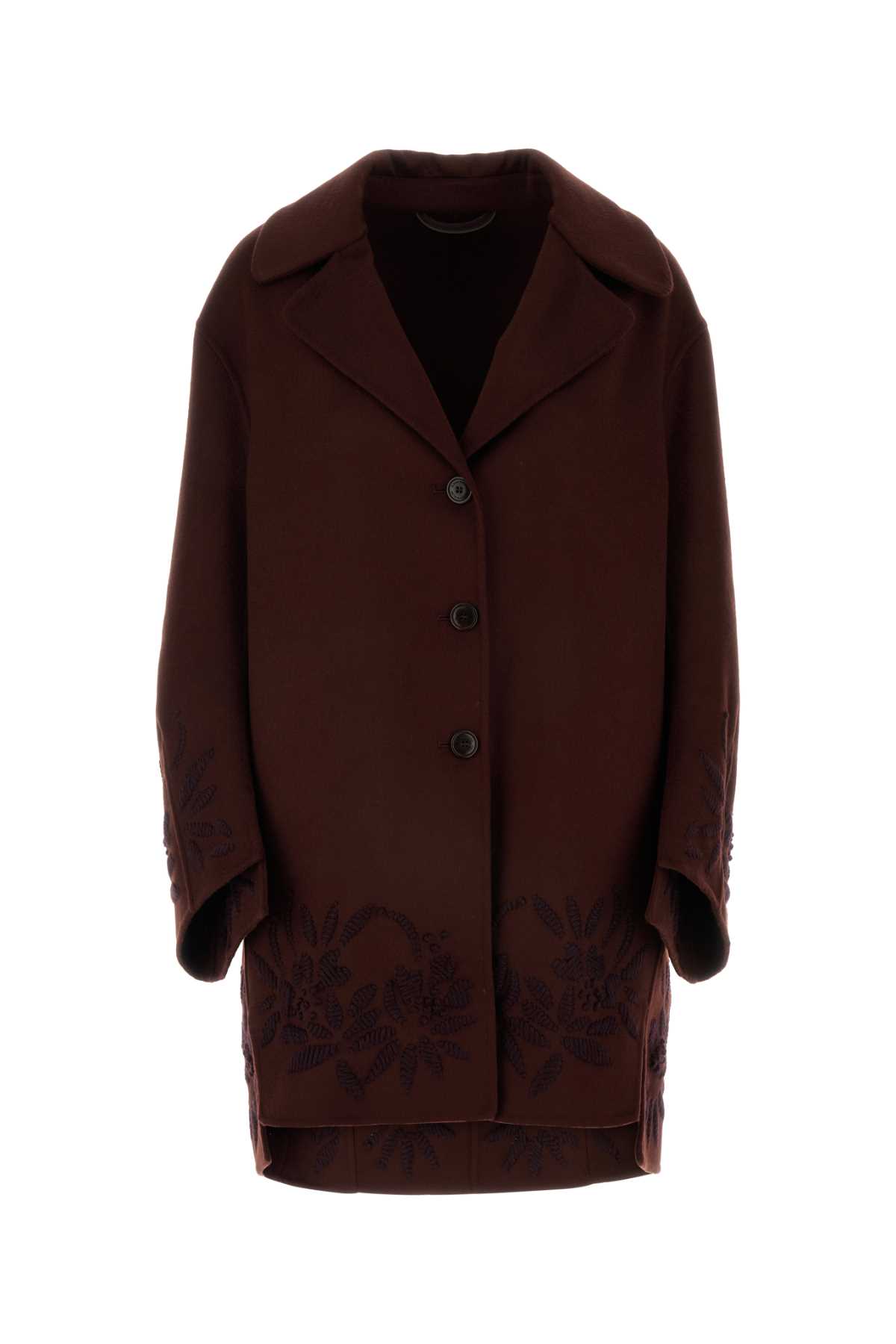 Shop Ermanno Scervino Burgundy Wool Coat In Deepmahog