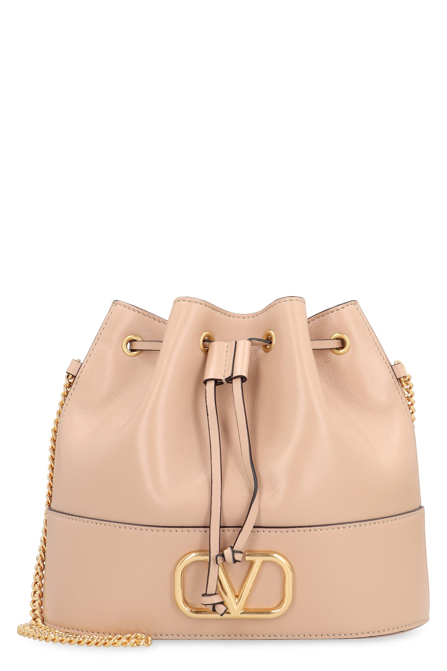 Valentino Garavani Vlogo Signature Leather Bucket Bag In Pink