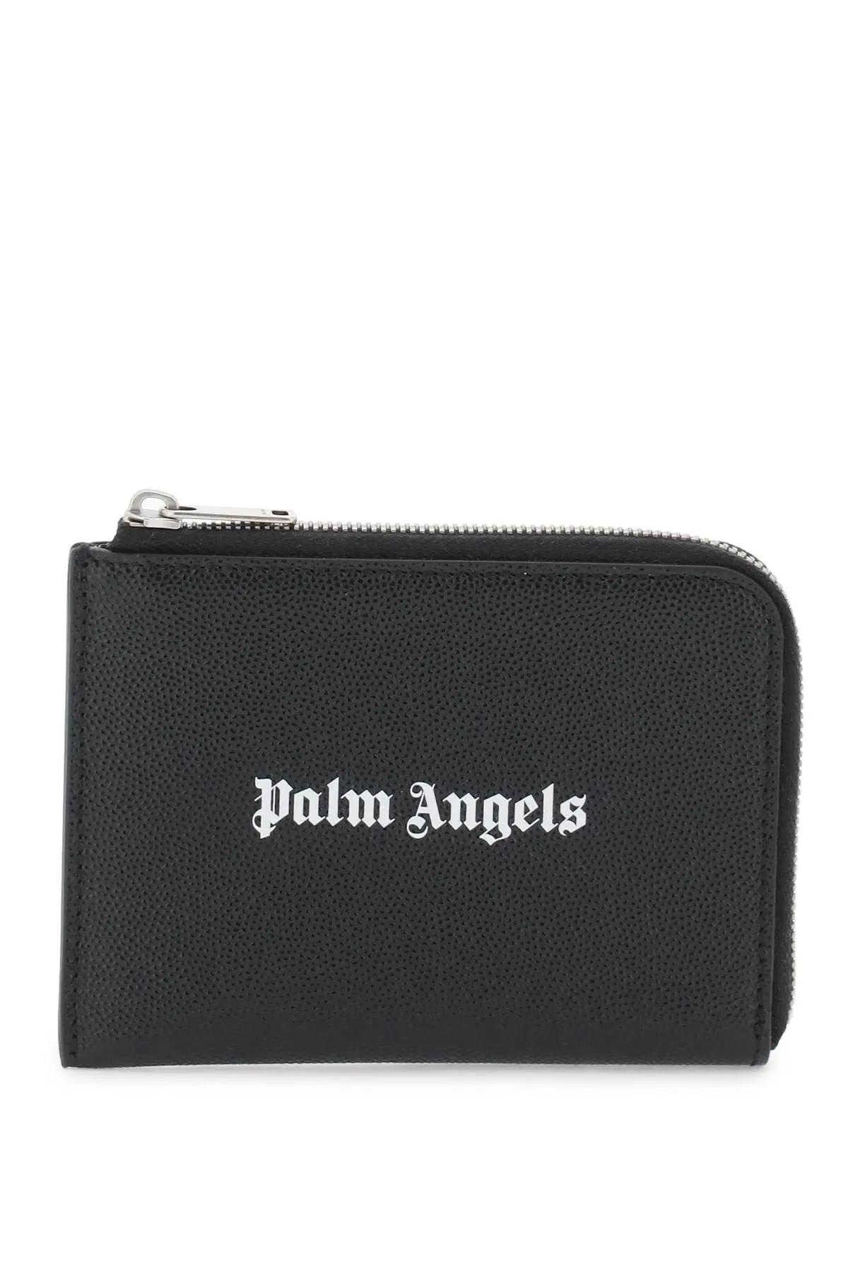 Shop Palm Angels Logo Zipped Card Holder In Black