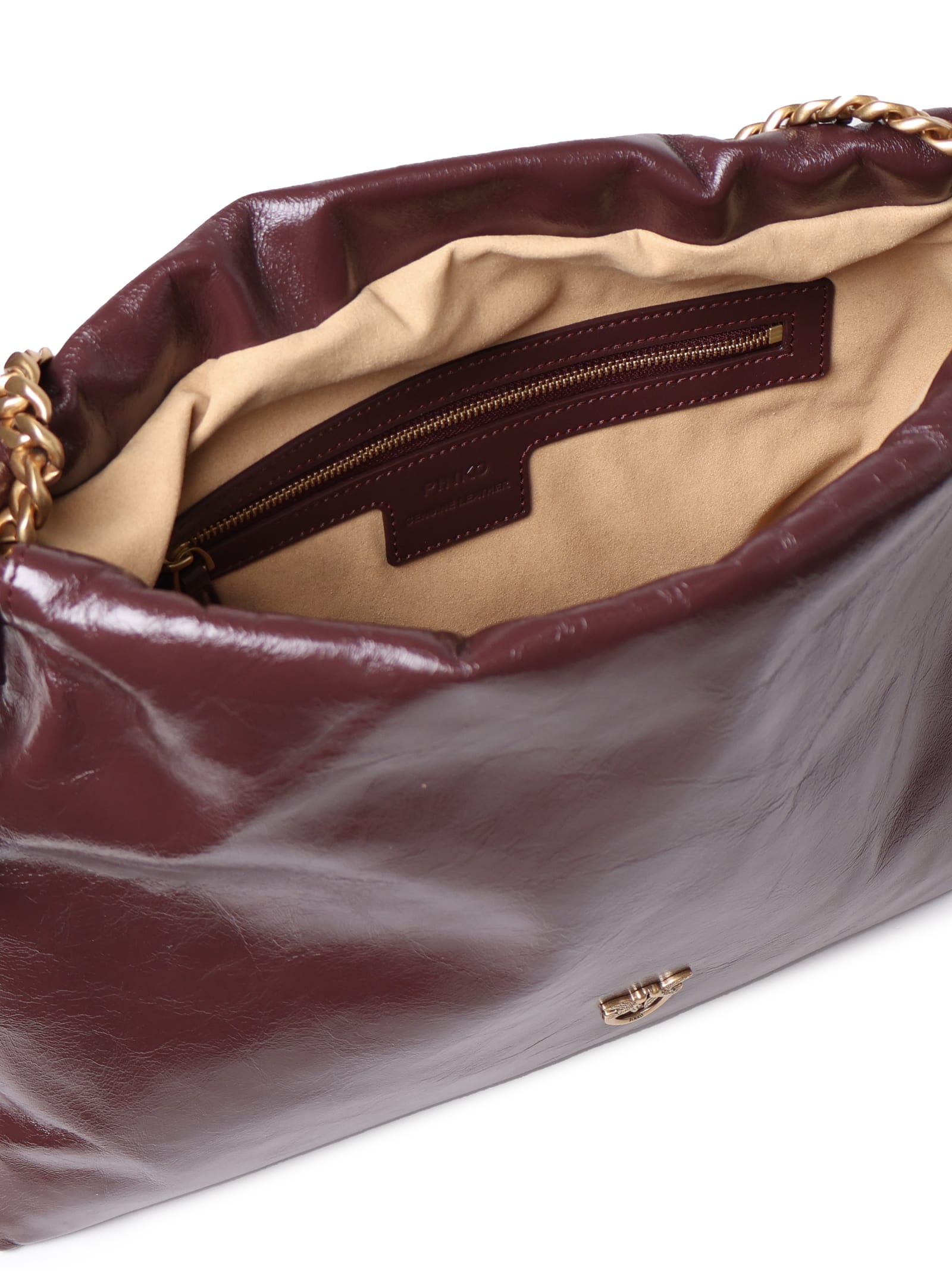 Shop Pinko Bag With Drawstring Closure In Bitter Chocolate