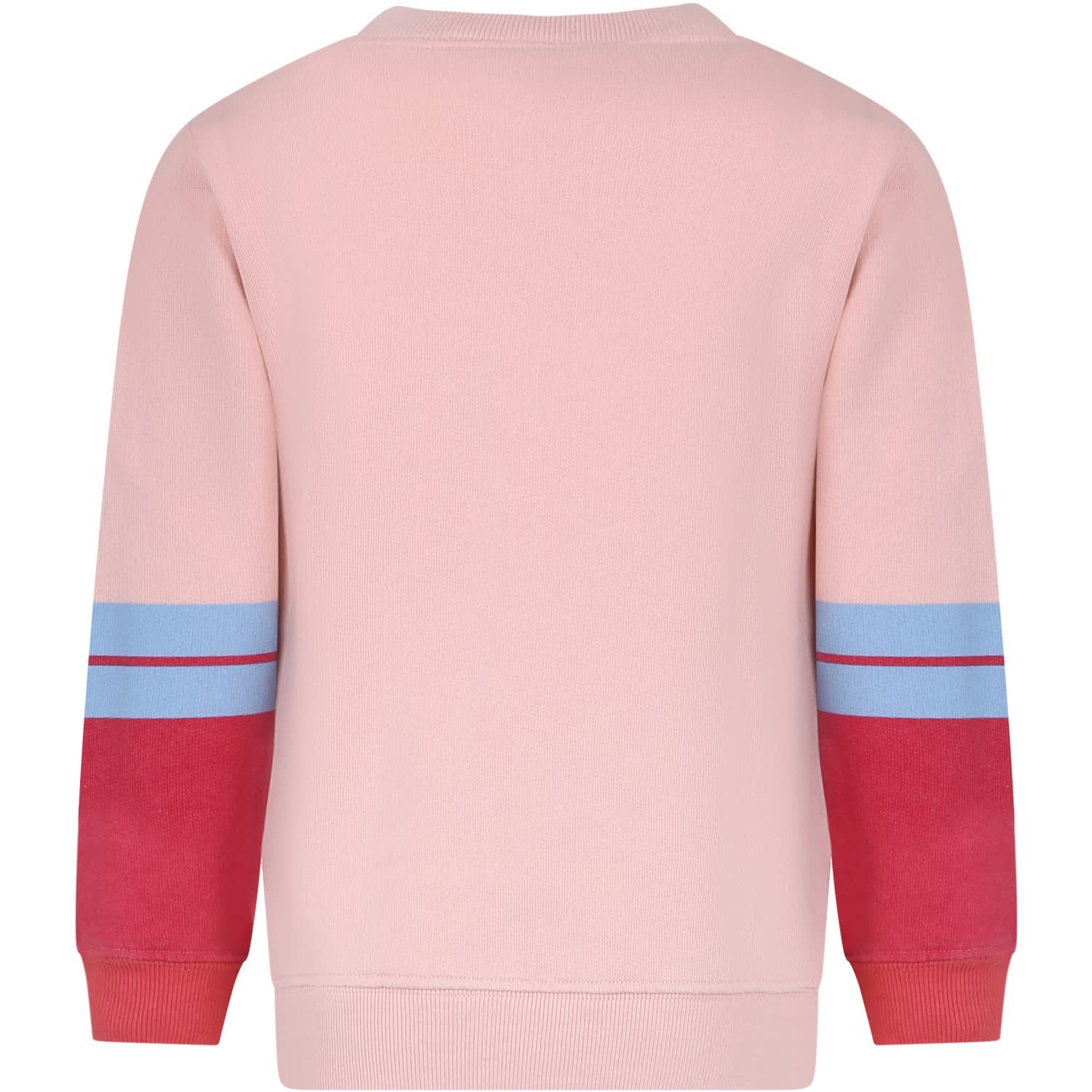 Shop Gucci Rose Sweatshirt For Girl With Logo In Pink