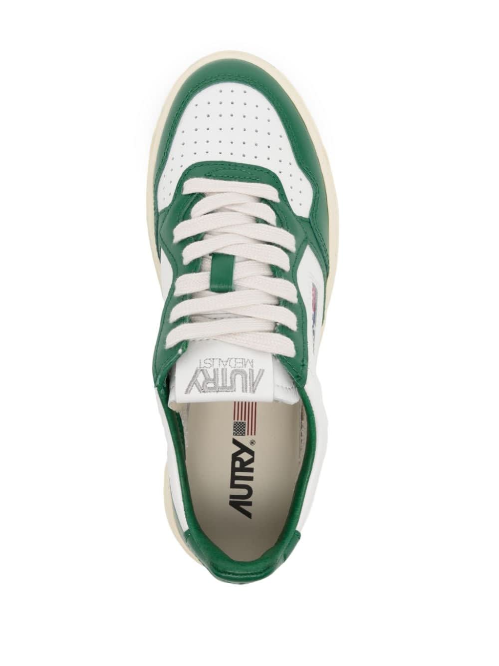 Autry Low Top Panelled Sneakers With Flatform Sole In Green