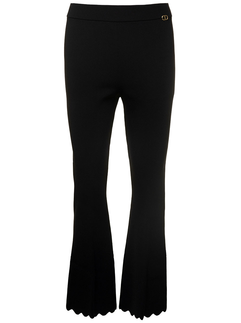 Twinset Flared Scallop-trim Trousers In Black