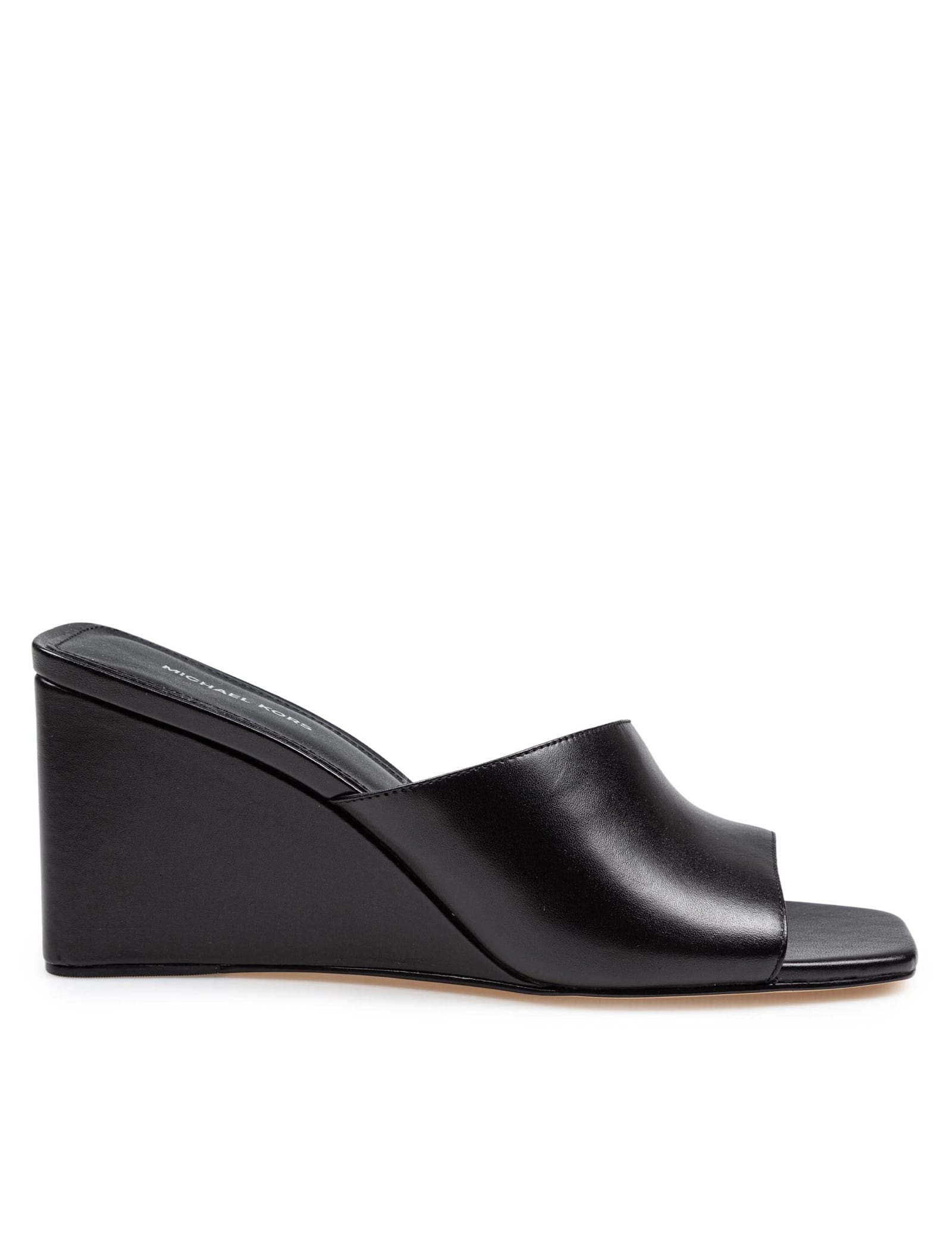 Merriam Wedge Leather Clogs In Black Color