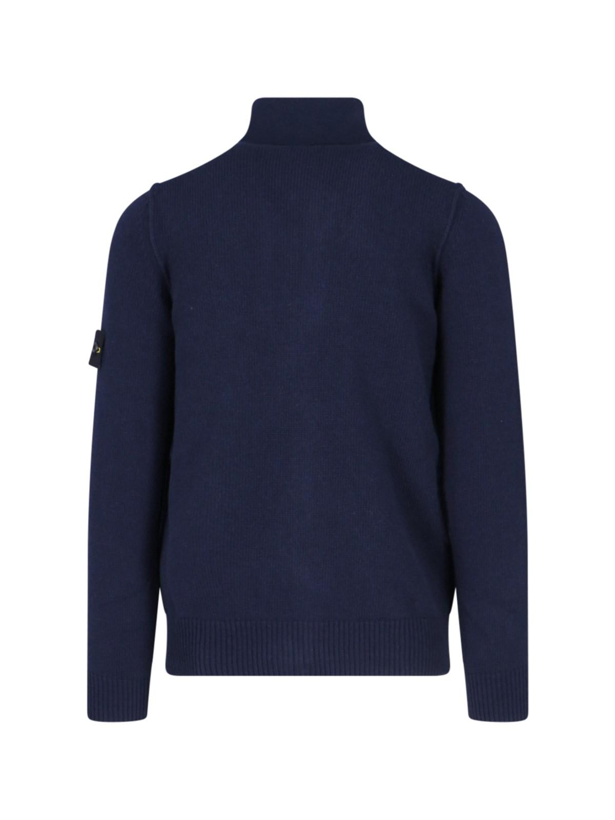 Shop Stone Island Logo Patch Buttoned Cardigan In Blue