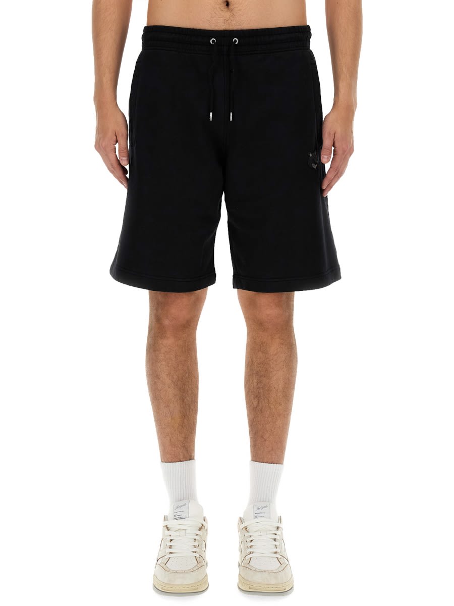 Shop Maison Kitsuné Fox Head Bermuda Shorts In Black