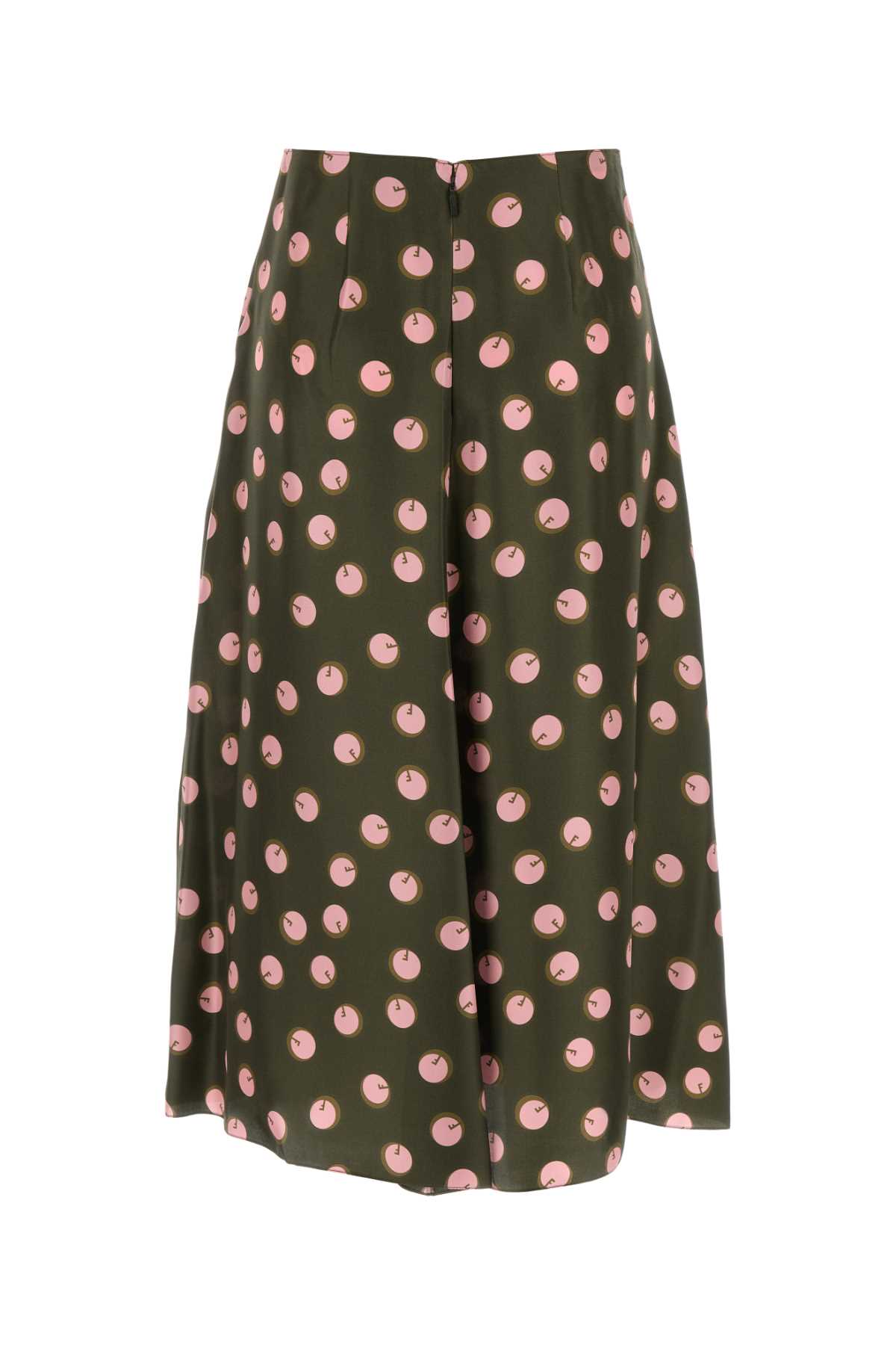 Shop Fendi Printed Silk Skirt In Darkgreenzephir