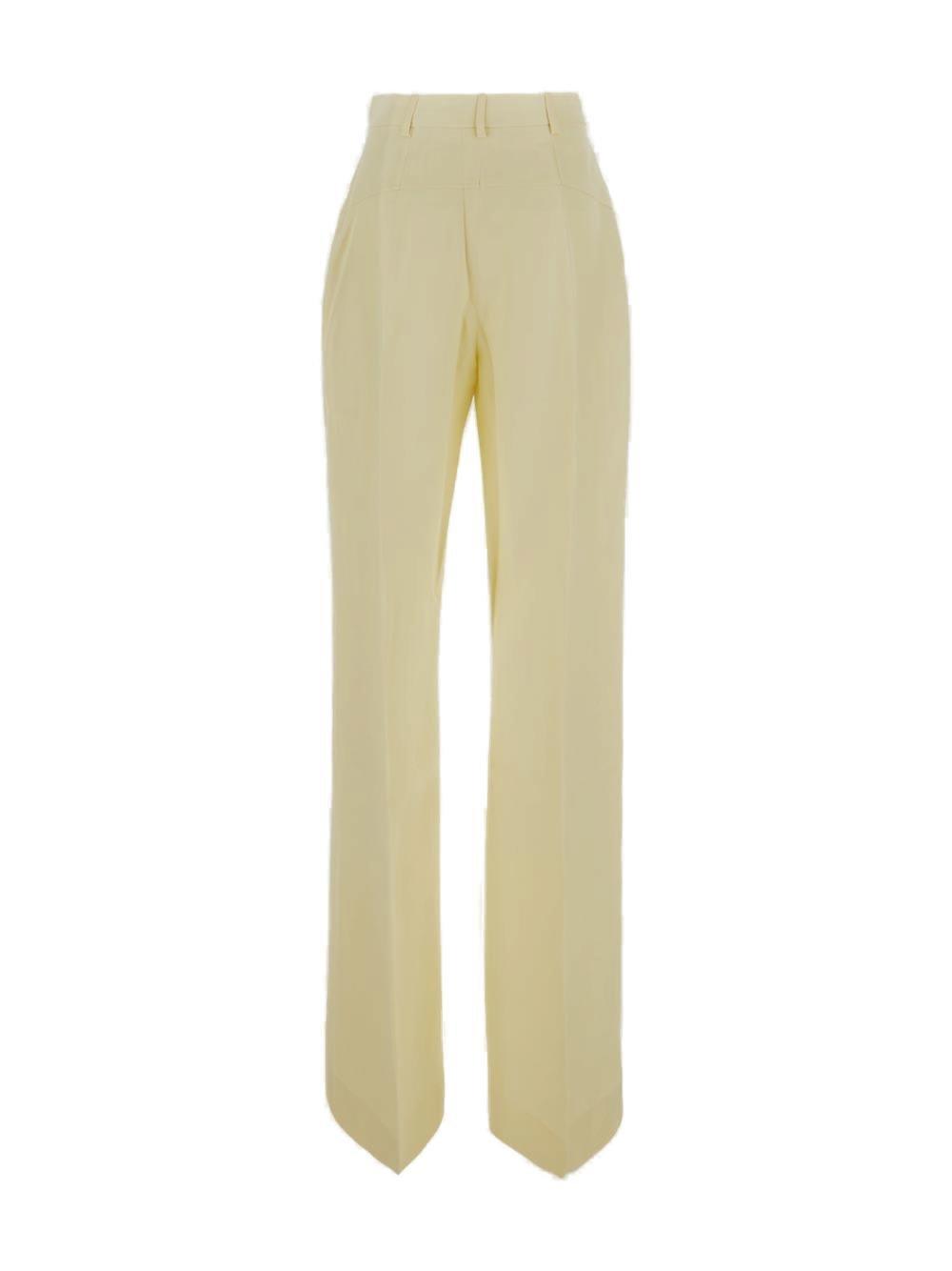 Shop Jacquemus High Waist Flare Trousers In Yellow