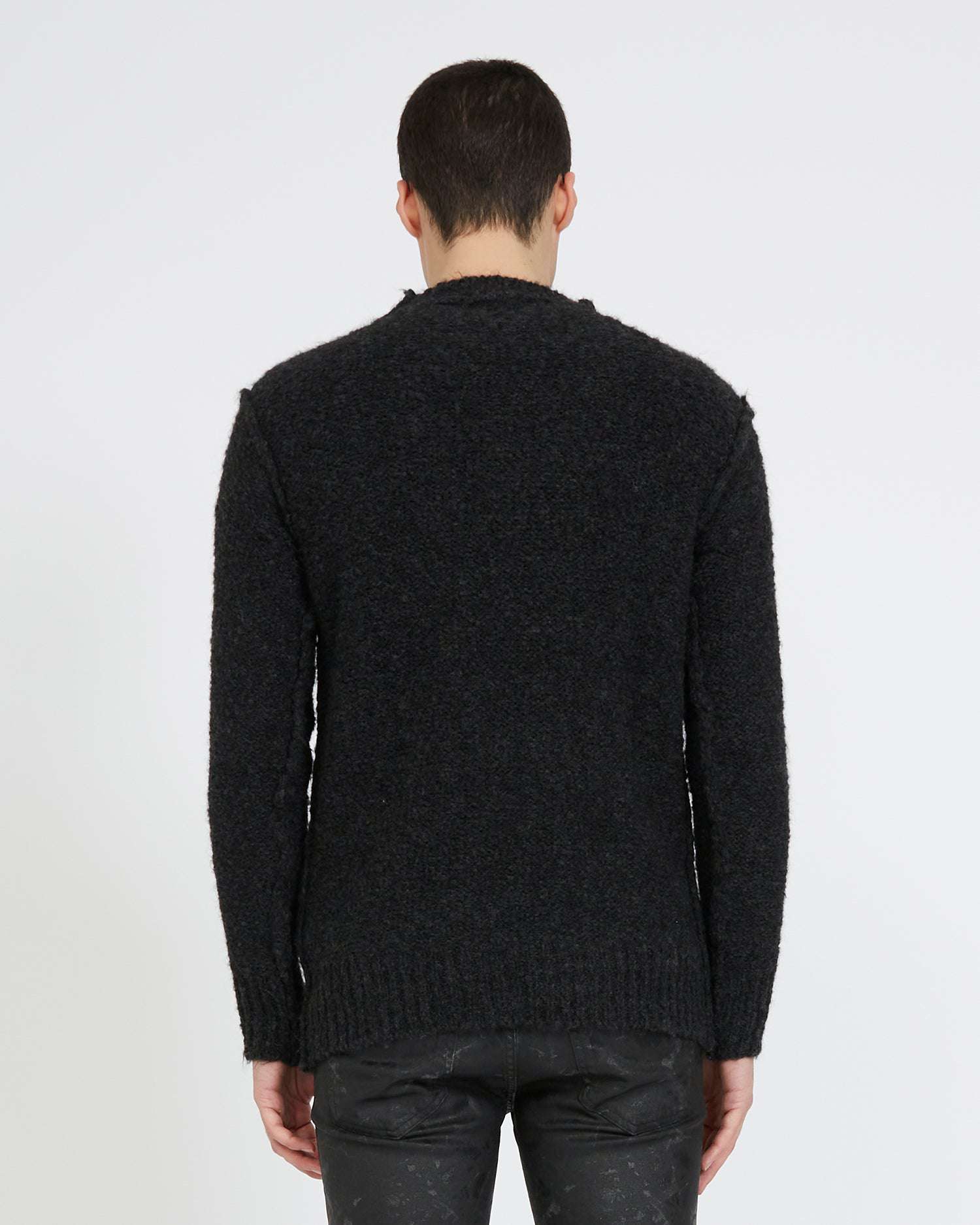 Shop John Richmond Half High-neck Sweater With Front Print. In Nero