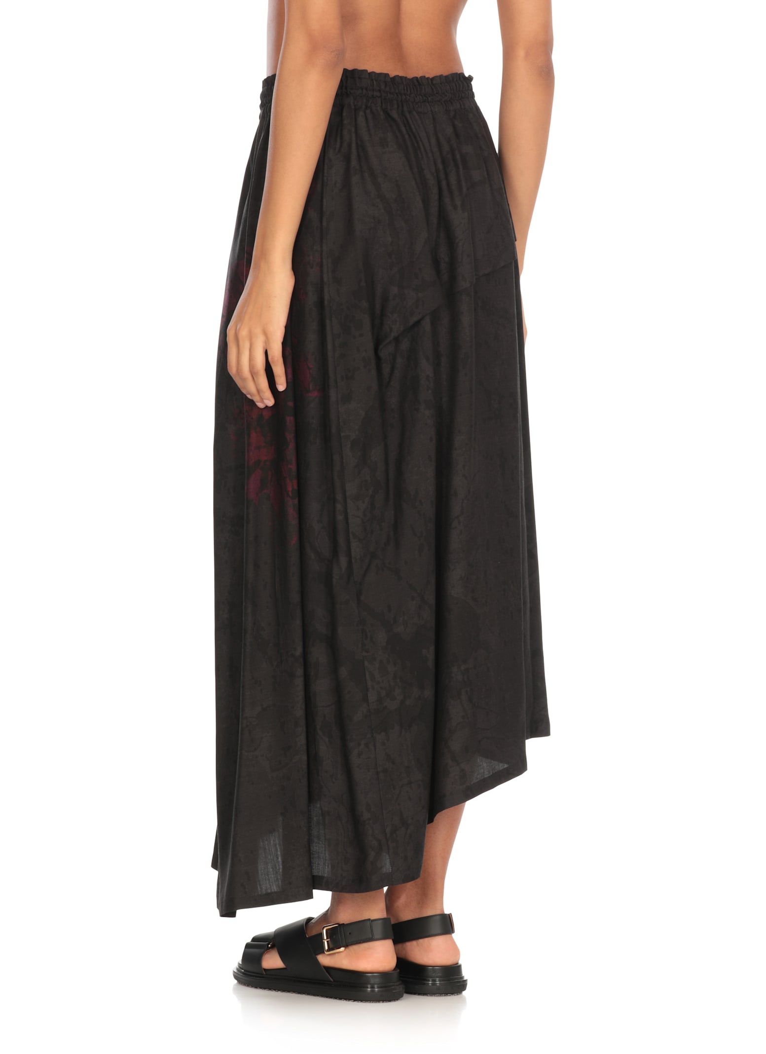 Y's Black Skirt With Print In Black