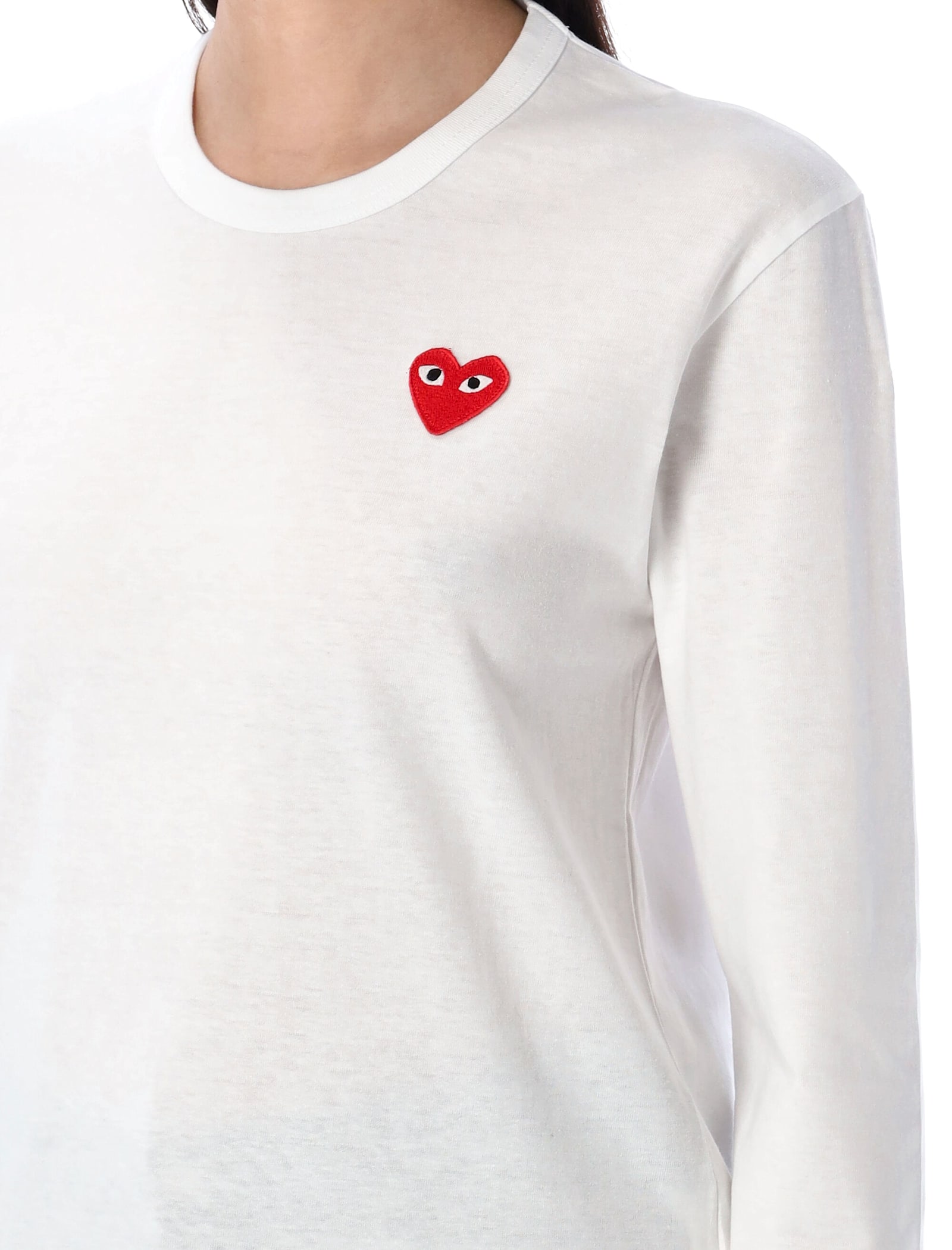 Comme Des Garçons Play Red Heart L/s T-shirt In White