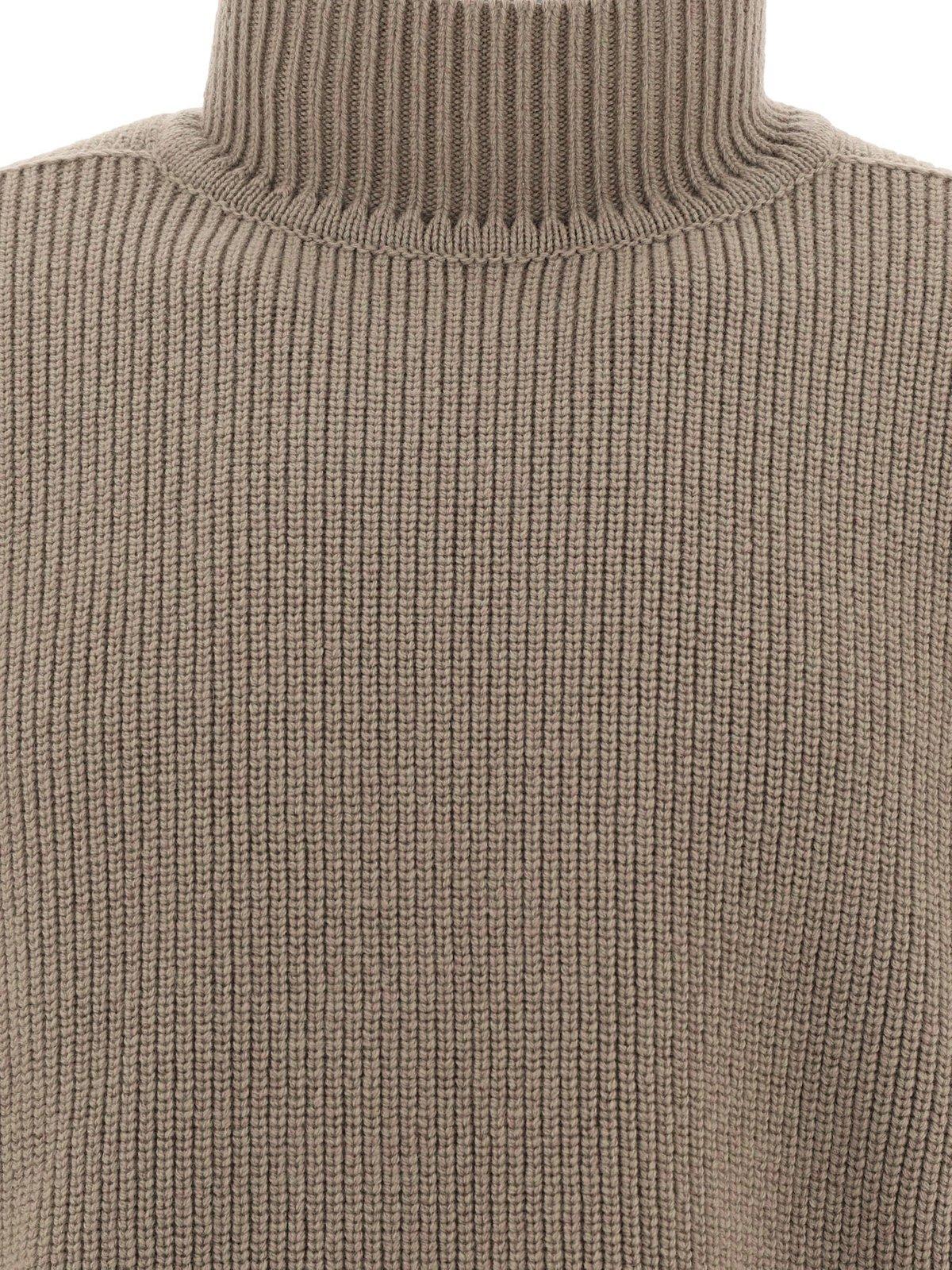 Shop Rick Owens Ribbed Knit Turtleneck Sweater In Powder