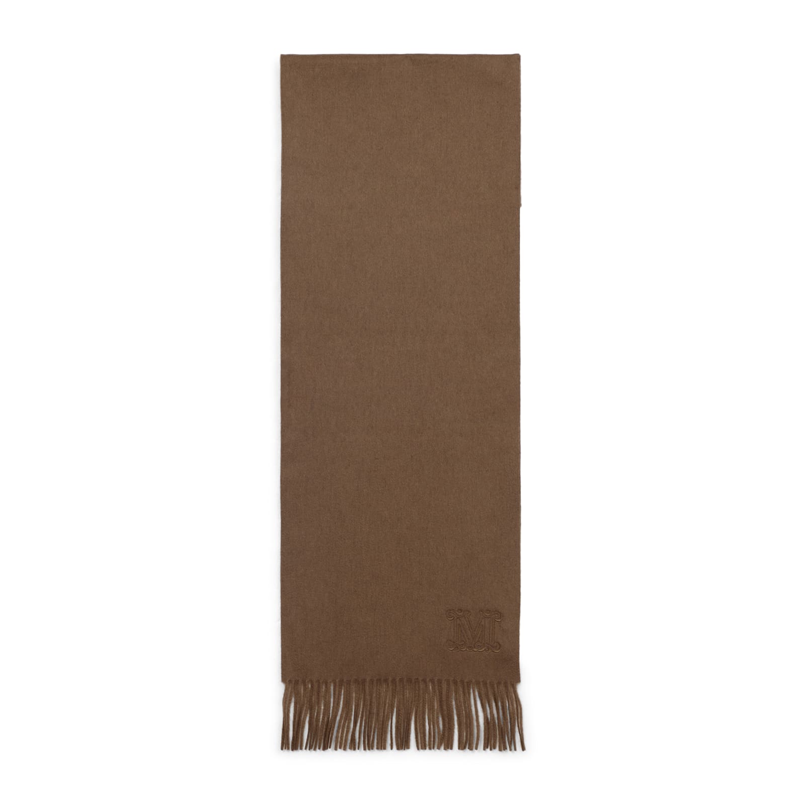 Max Mara Cashmere Dalia Scarf Fringed Hem In Brown