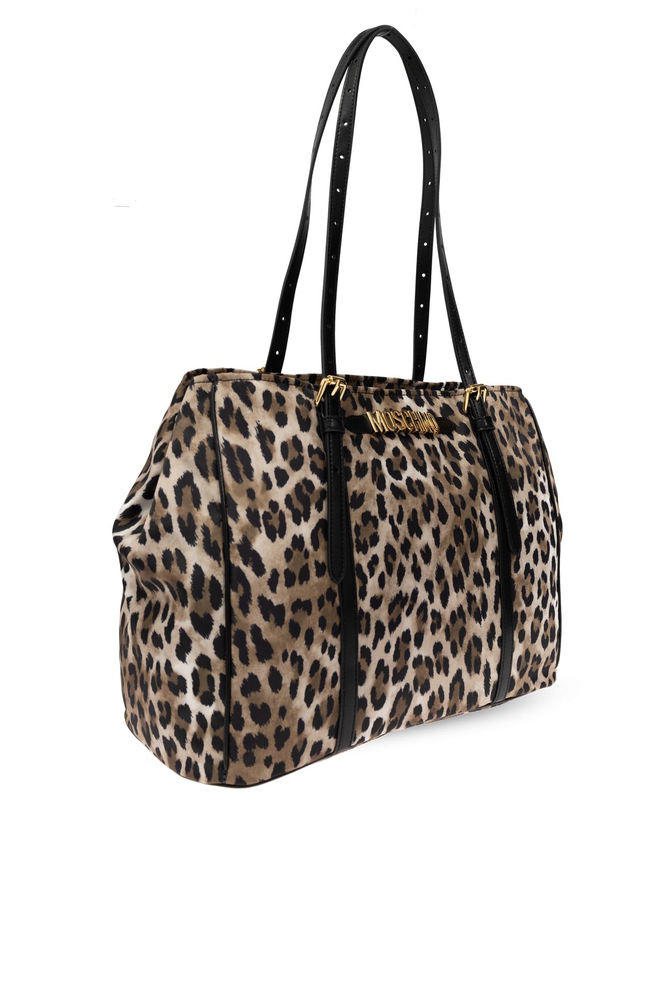 Shop Moschino Animal Print Shopper Bag In Beige