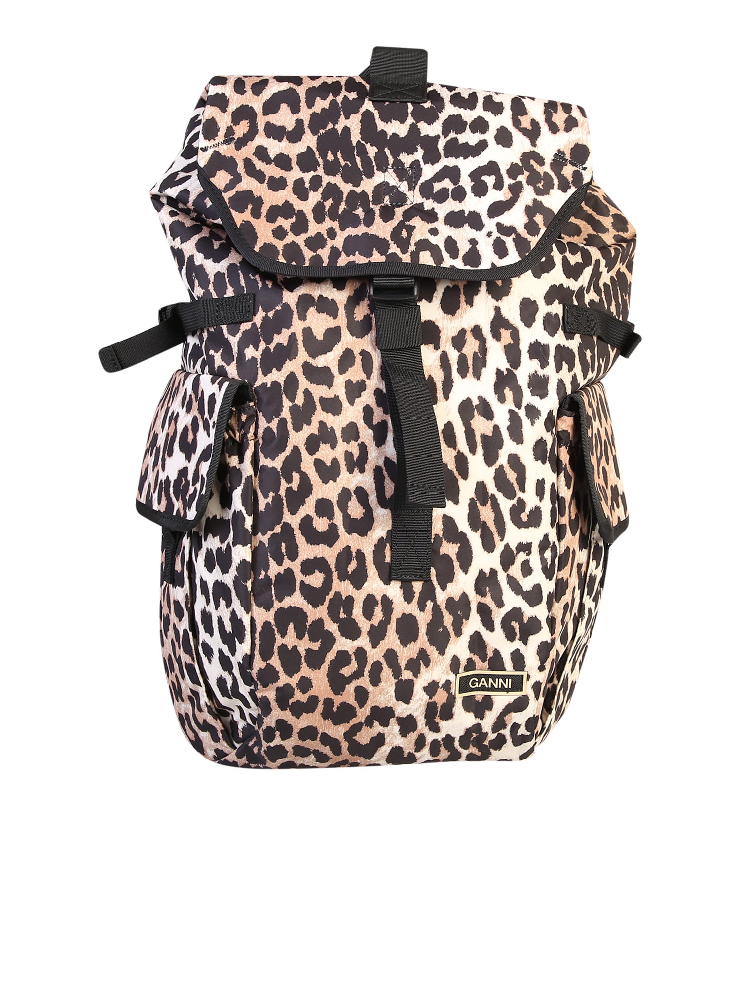 Shop Ganni Leopard Print Backpack In Marrone