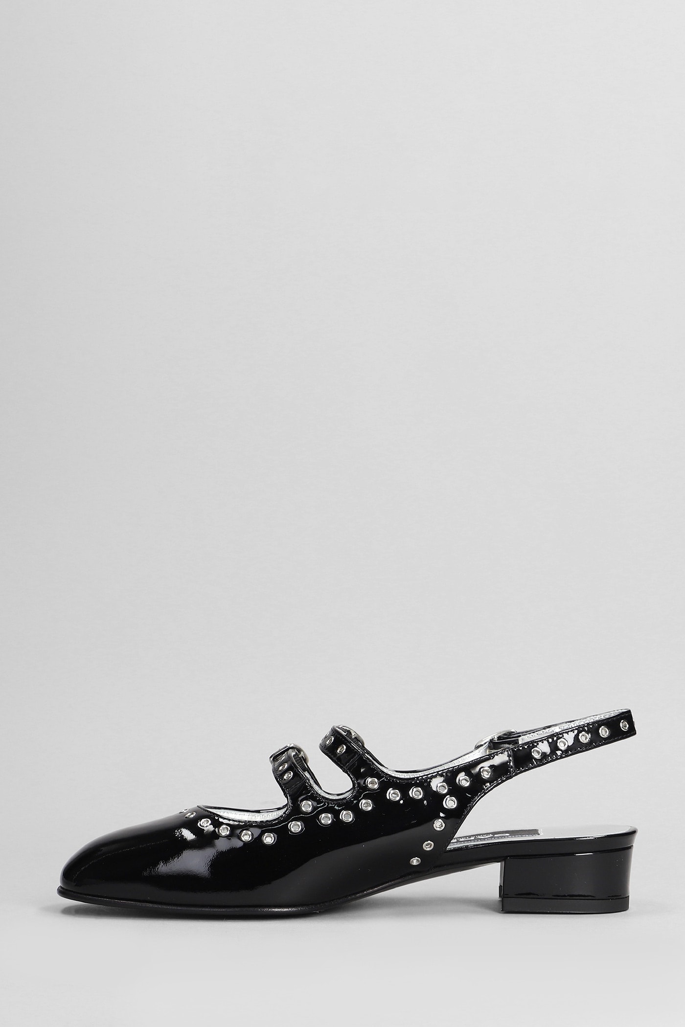 Shop Carel Queen Ballet Flats In Black Leather In Vernis Noir