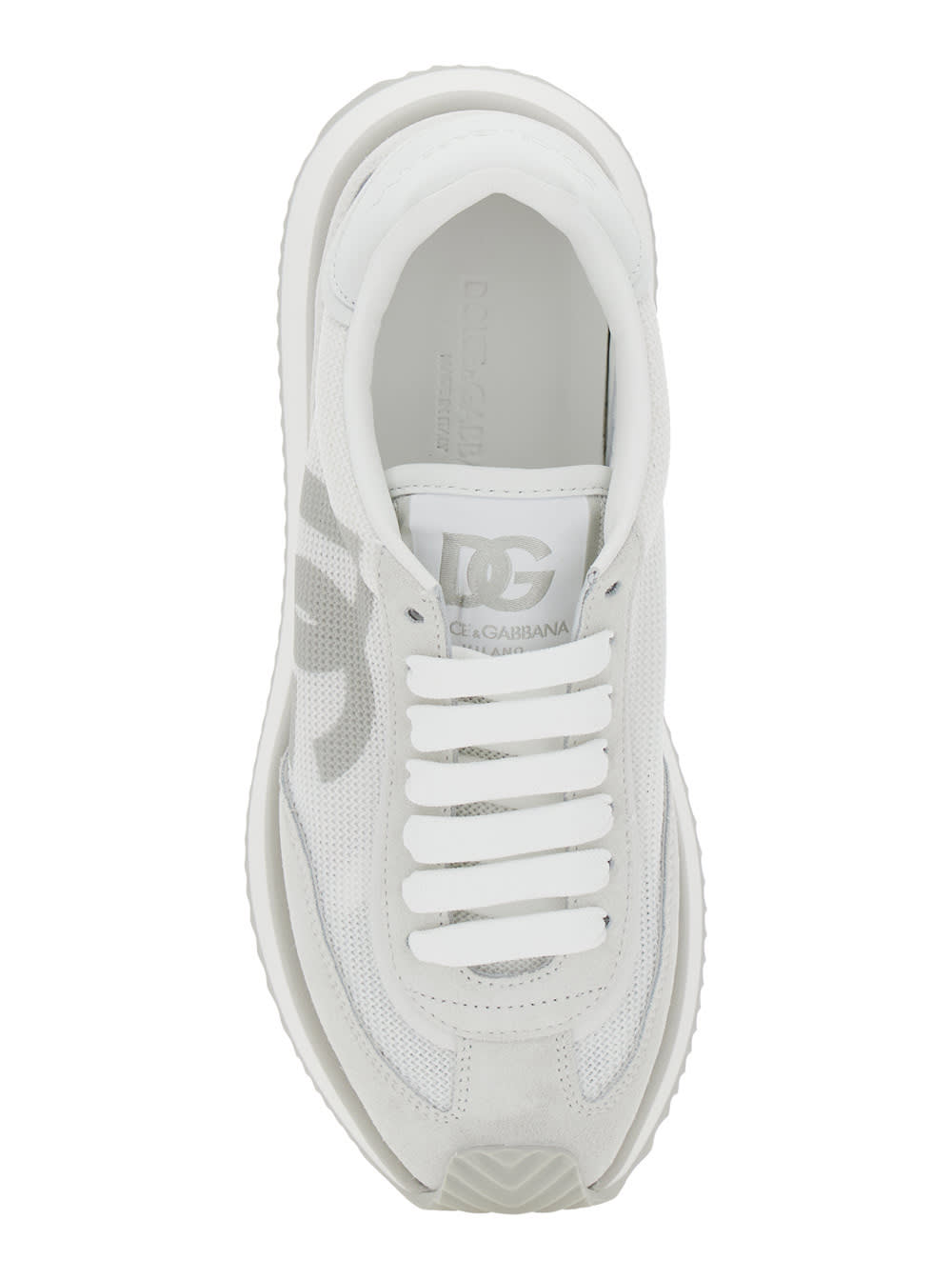 Shop Dolce & Gabbana Dg Cushion White Low Top Sneakers In Mixed Materials Woman