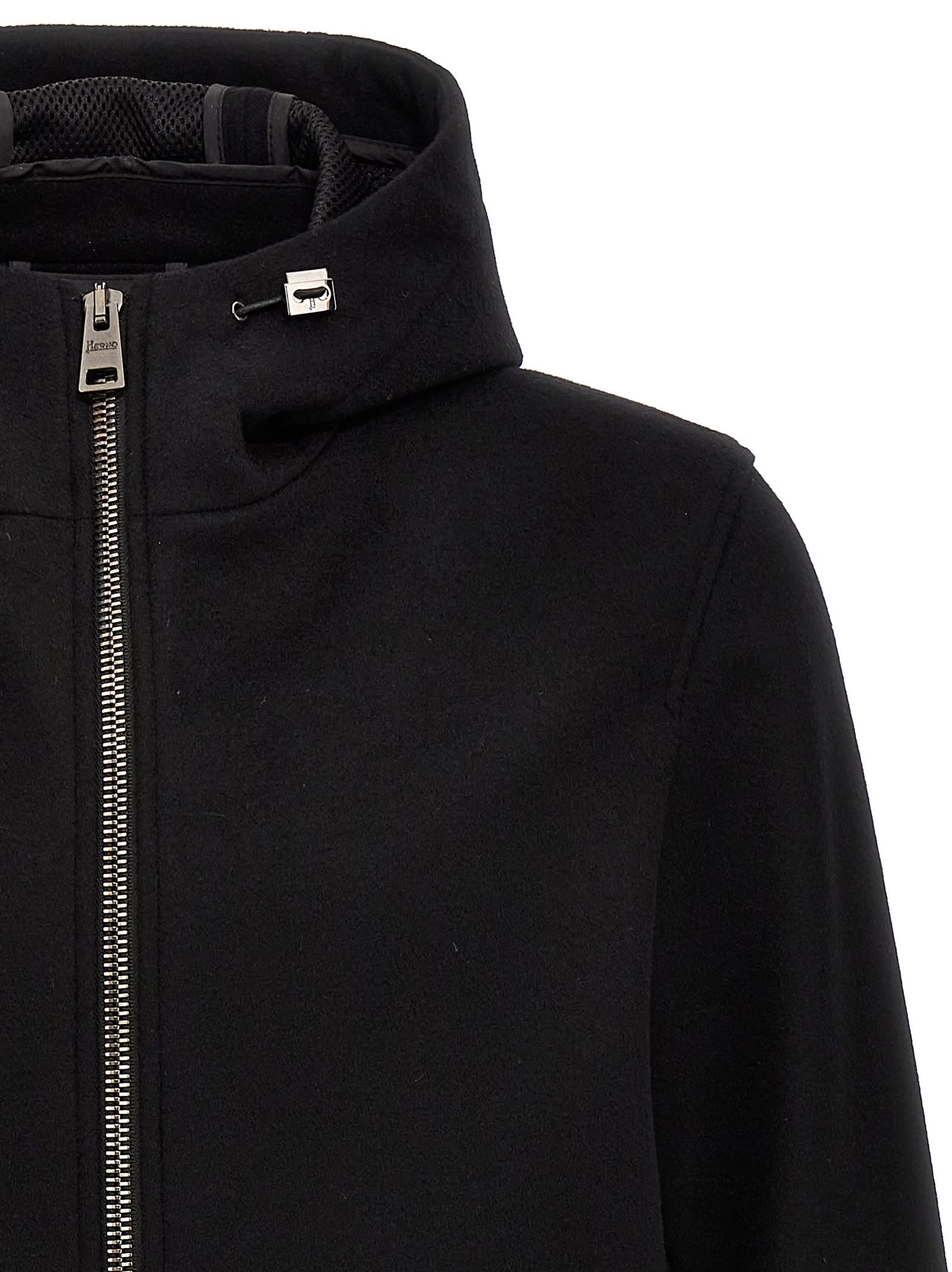 Shop Herno Hooded Coat In Black