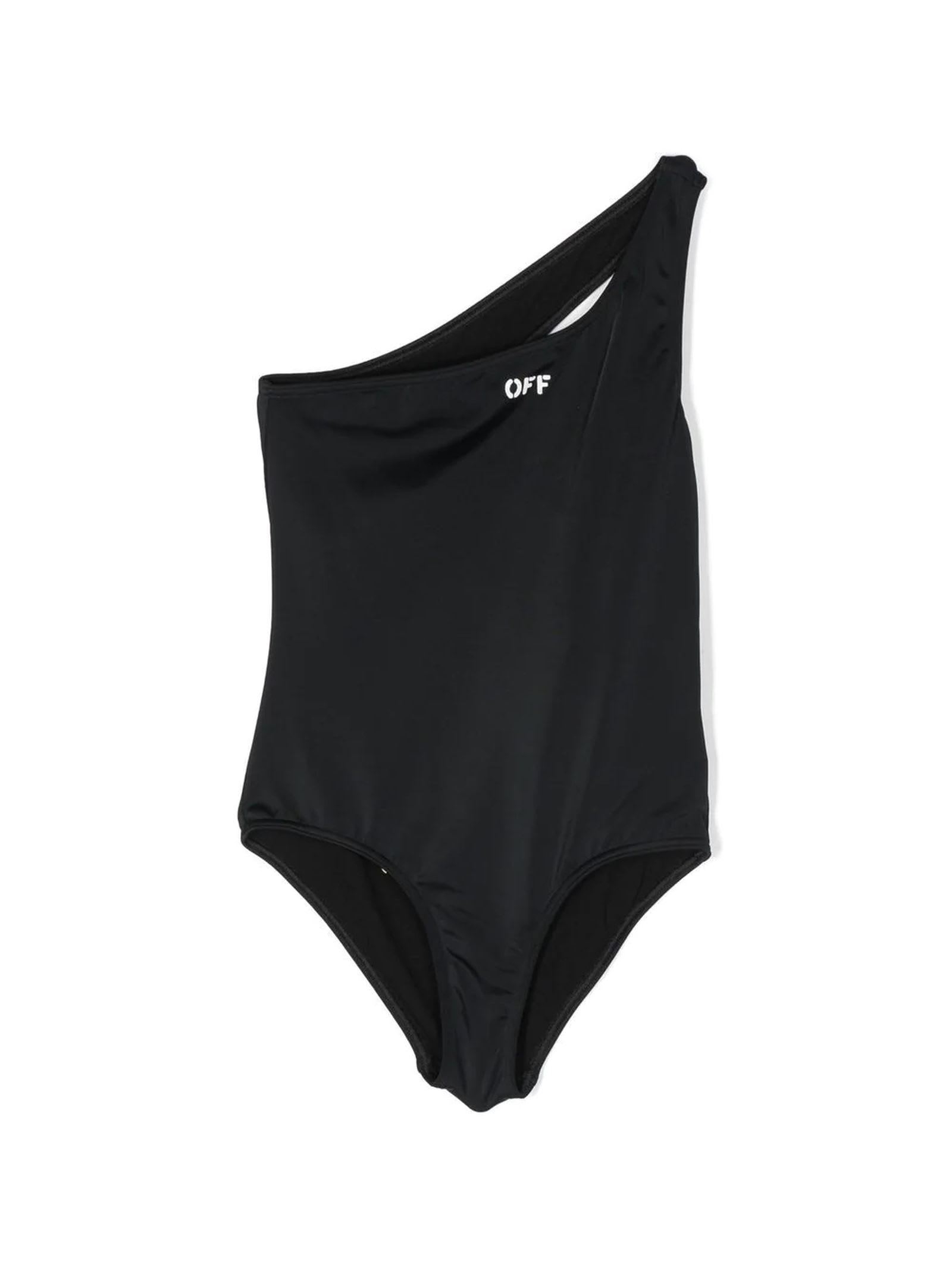 Off-White Black Polyester Swimsuit