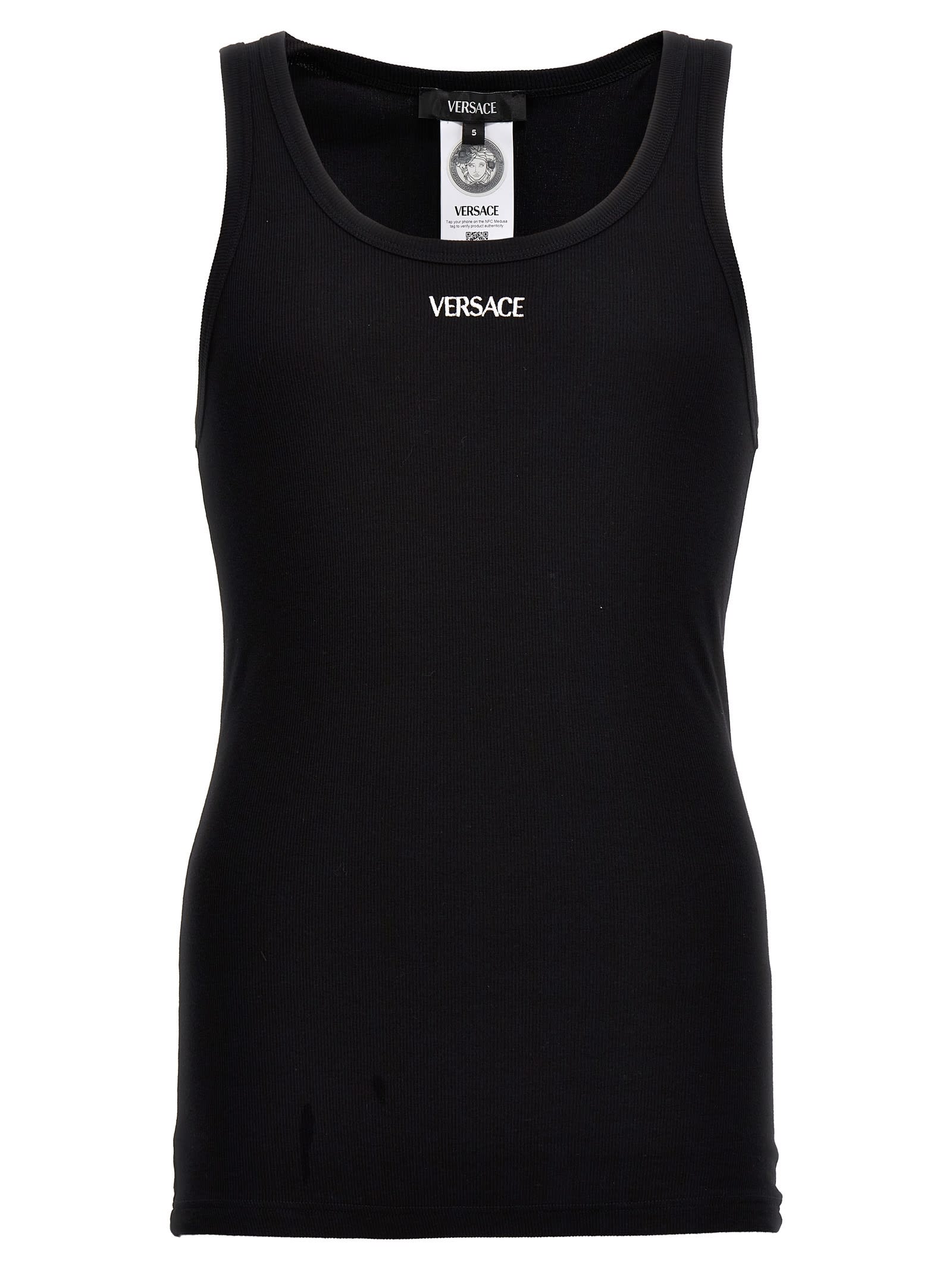 VERSACE LOGO EMBROIDERY TANK TOP