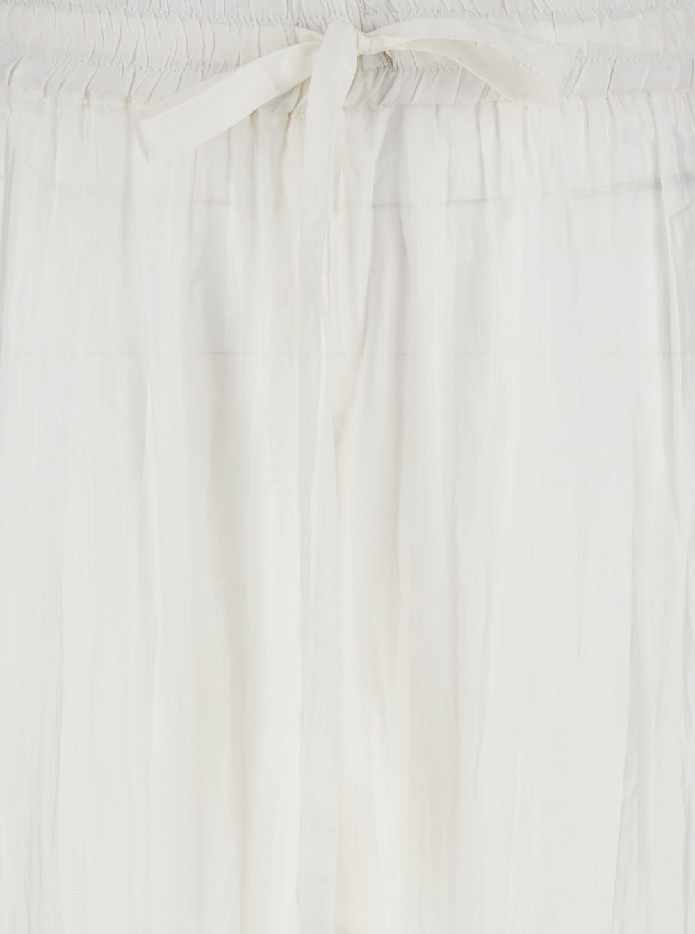 Shop The Rose Ibiza White Palazzo Pants With Drawstring In Silk Woman
