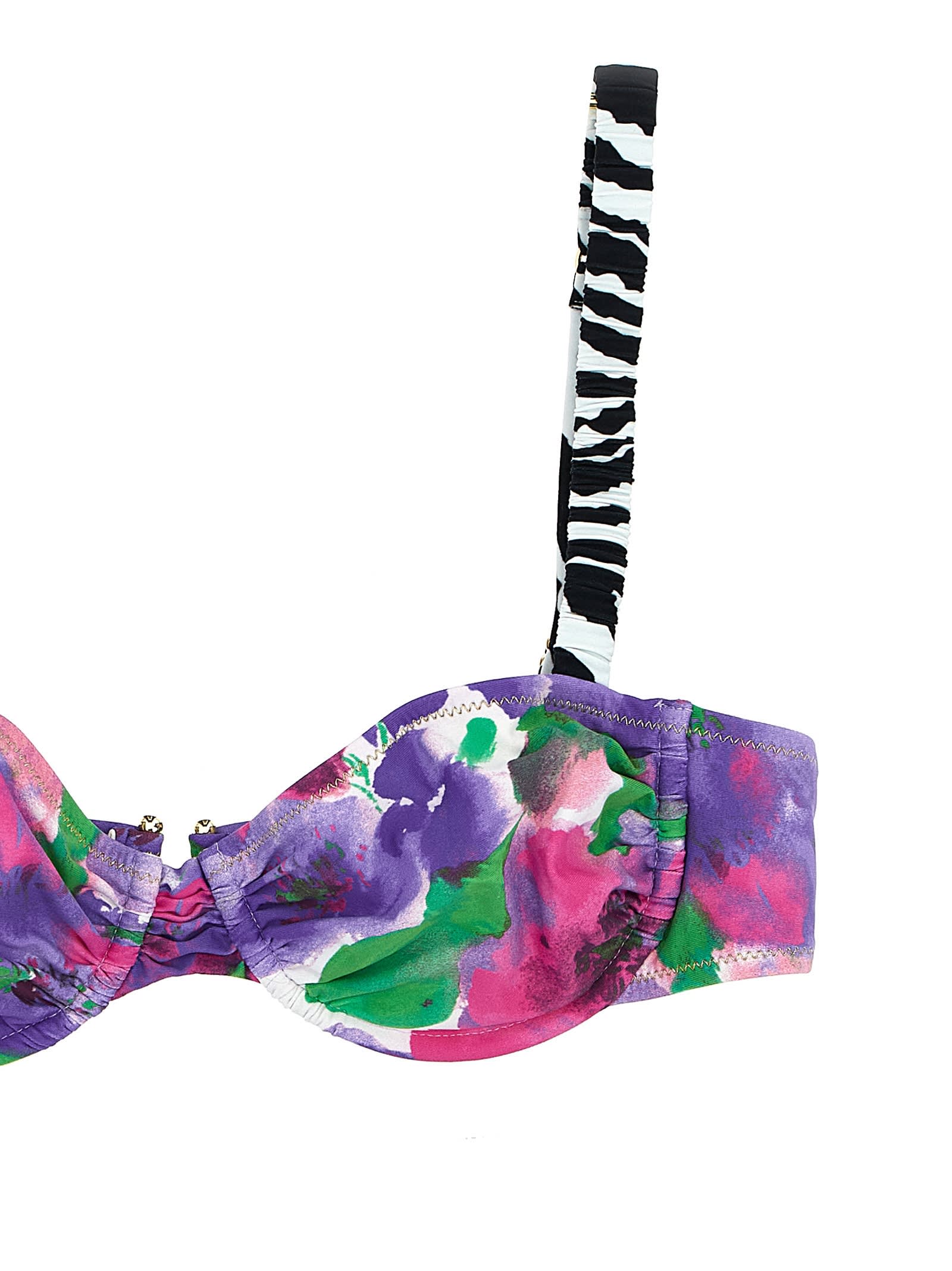 Shop Rotate Birger Christensen X Reina Olga Bikini Set In Fleur Aop+ Dahlia Purple