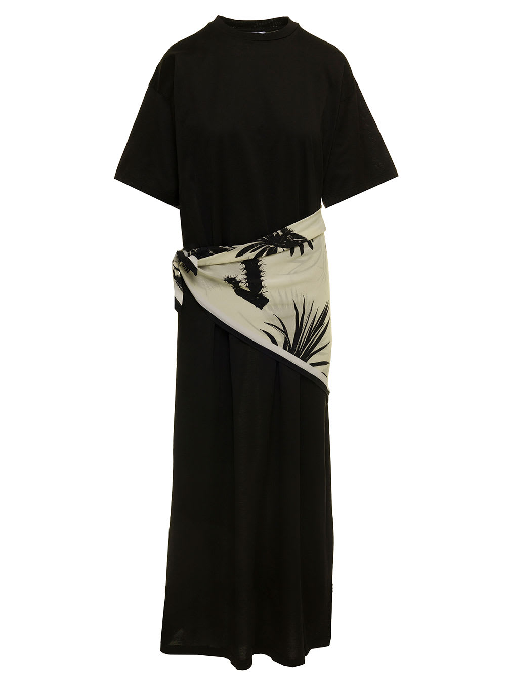 Mauro Grifoni Grifoni Womans Black Cotton Long Dress With Pareo Detail
