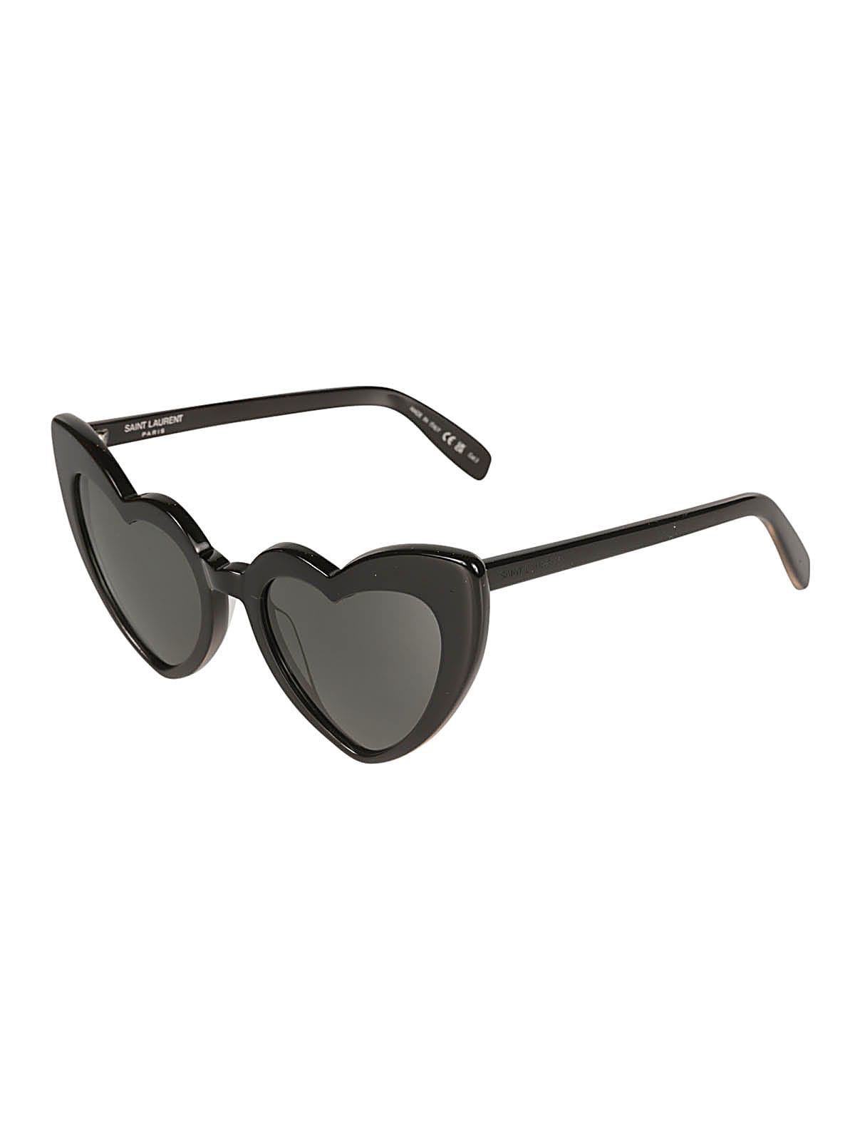 Shop Saint Laurent Heart Frame Sunglasses In Black/grey