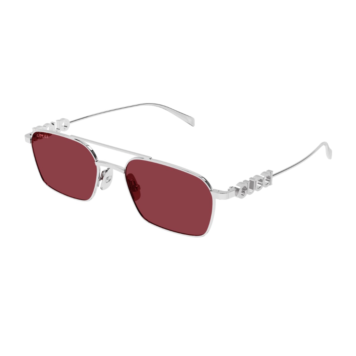 Gucci Gg1804s Linea Name Of Brand 004 Silver Red Sunglasses In Brown
