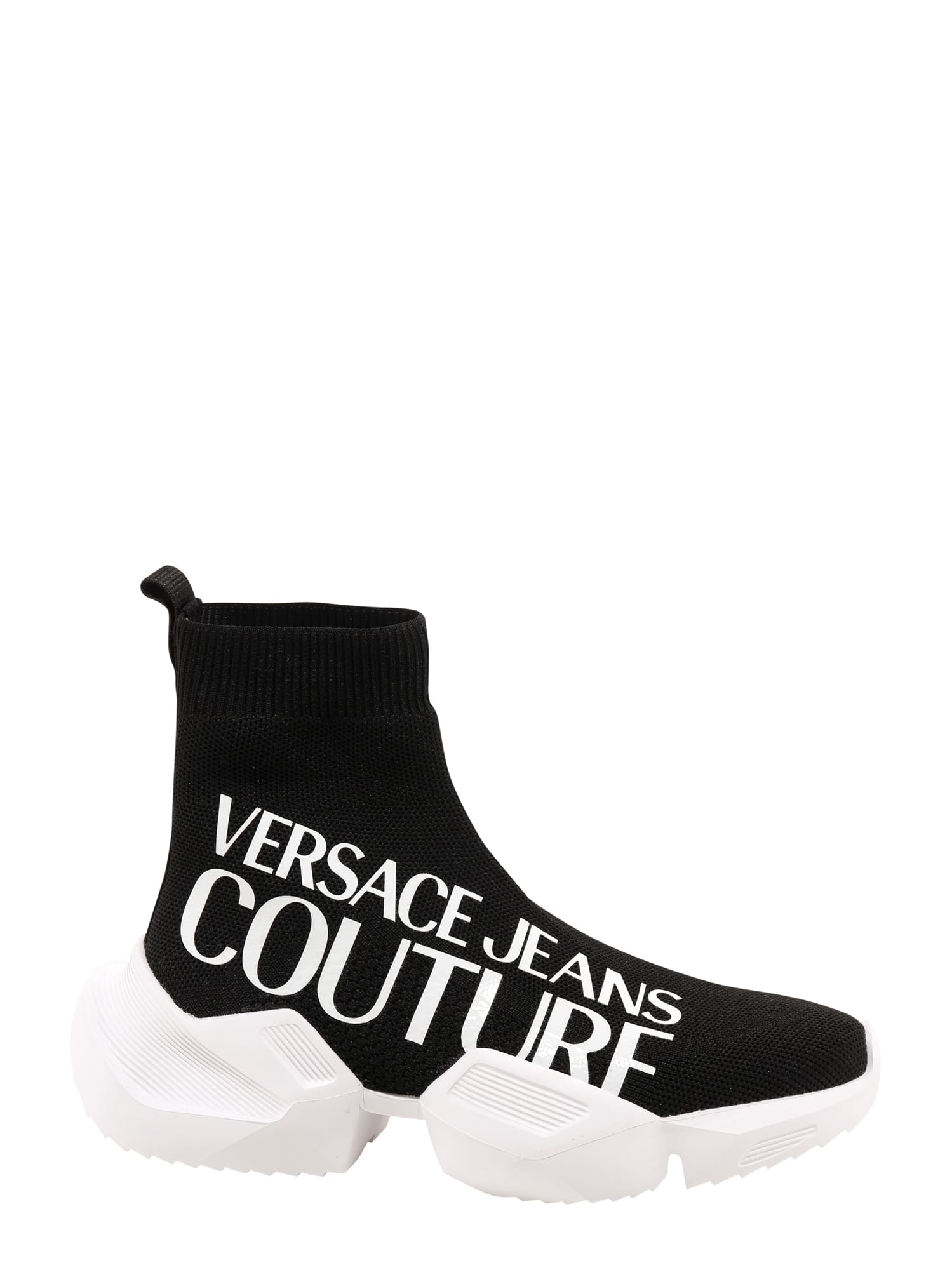 Versace Jeans Couture Black Fragmented Sole Logo Sneakers In Black