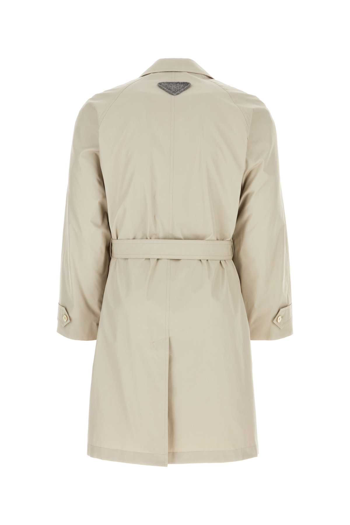 Shop Prada Dove Grey Cotton Blend Overcoat In F0a08