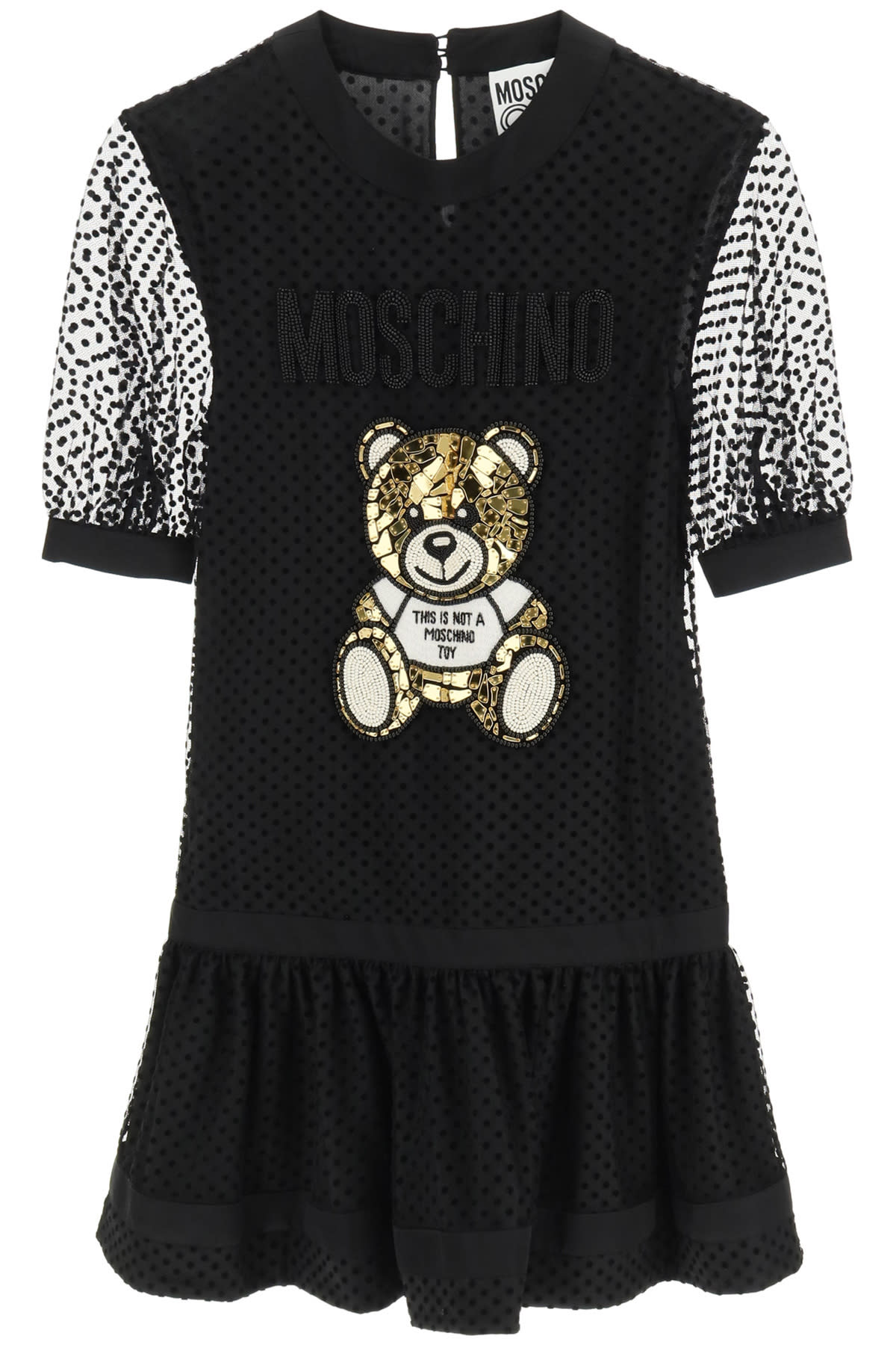 Moschino Plumetis Mini Dress Teddy Embroidery