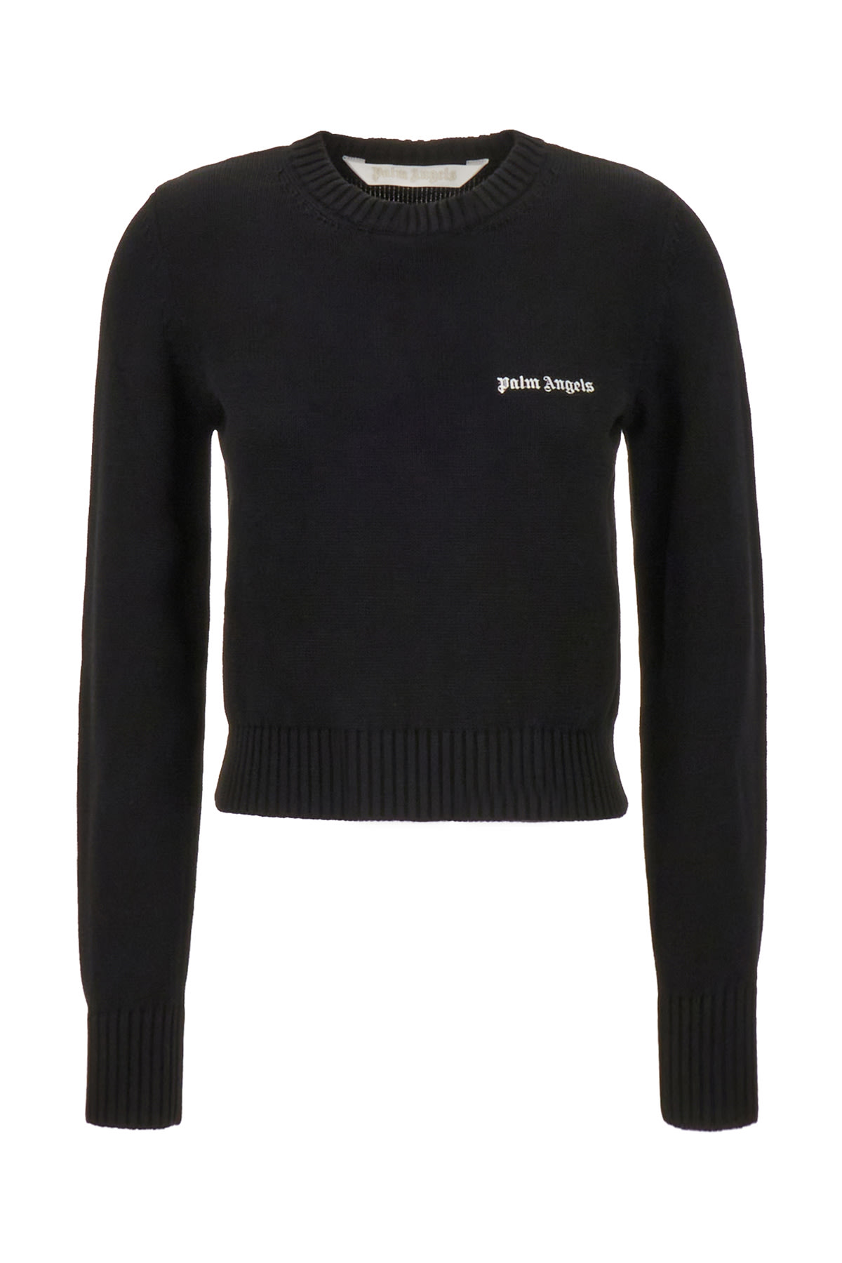 Palm Angels Black Cotton Sweater In 1003