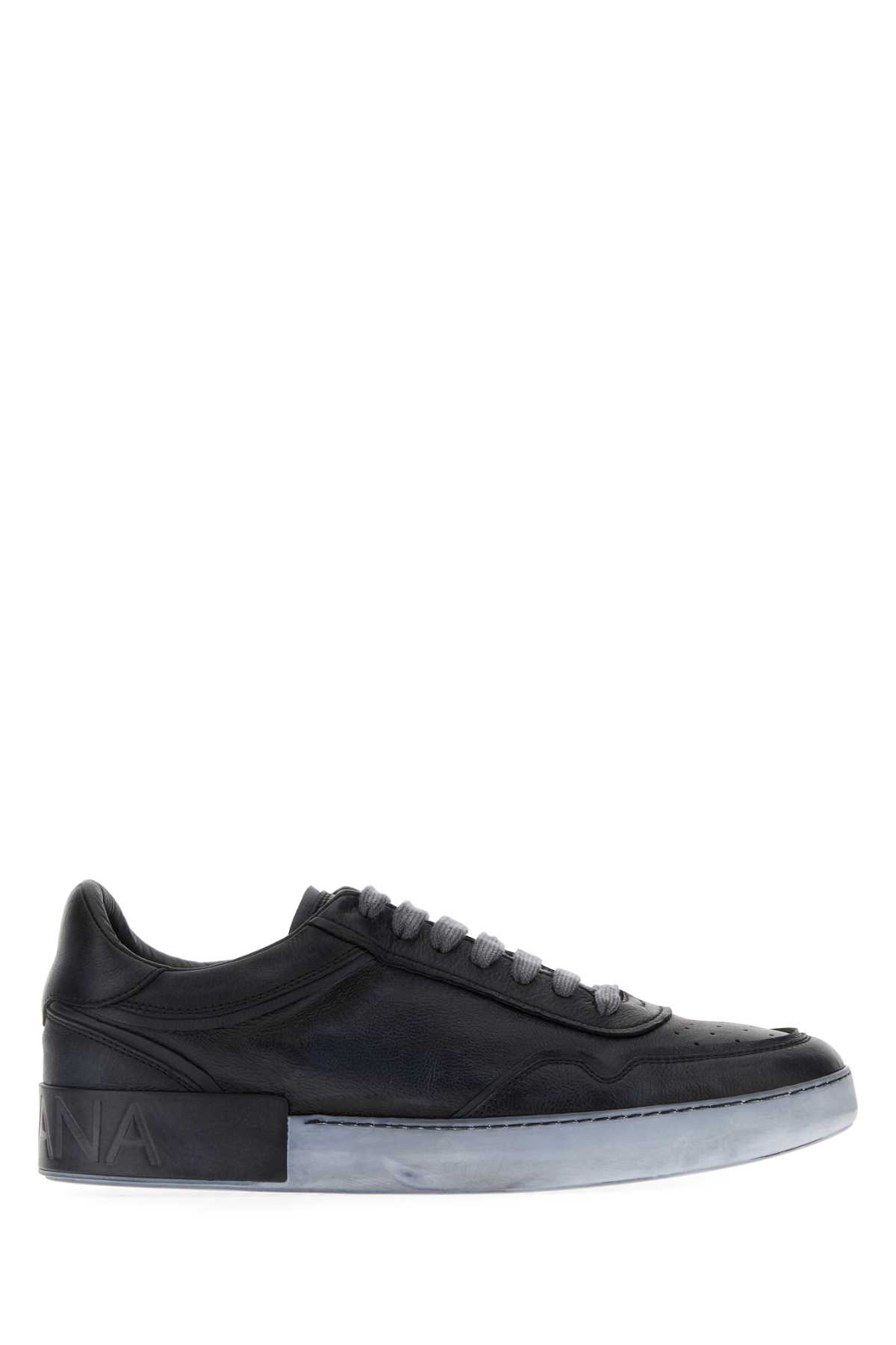Dolce & Gabbana Leather Sneakers Featuring Perforated Detailing In Black