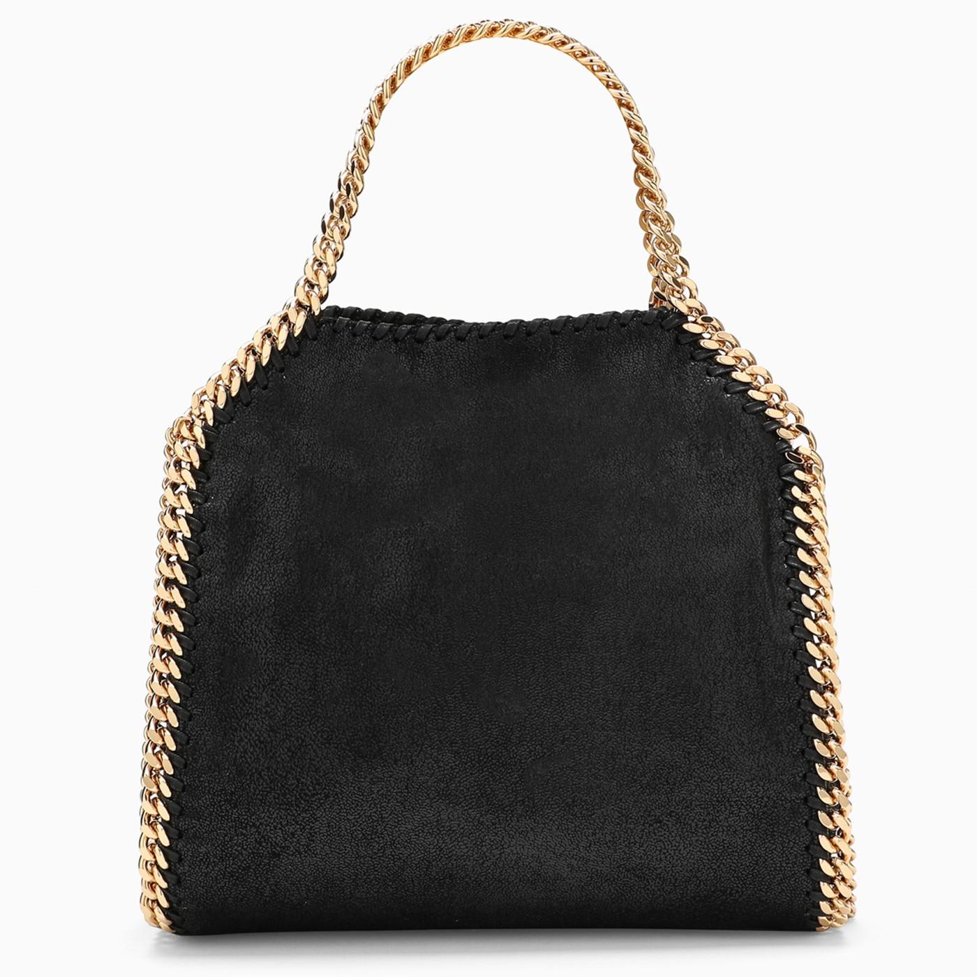 Shop Stella Mccartney Black\/gold Falabella Mini Tote Bag