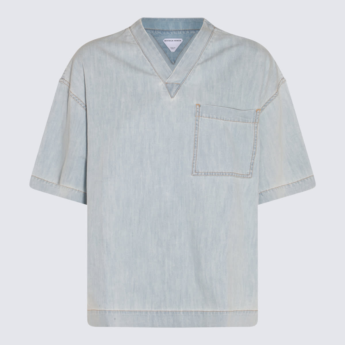 Shop Bottega Veneta Light Blue Cotton Shirt In Light Bleach